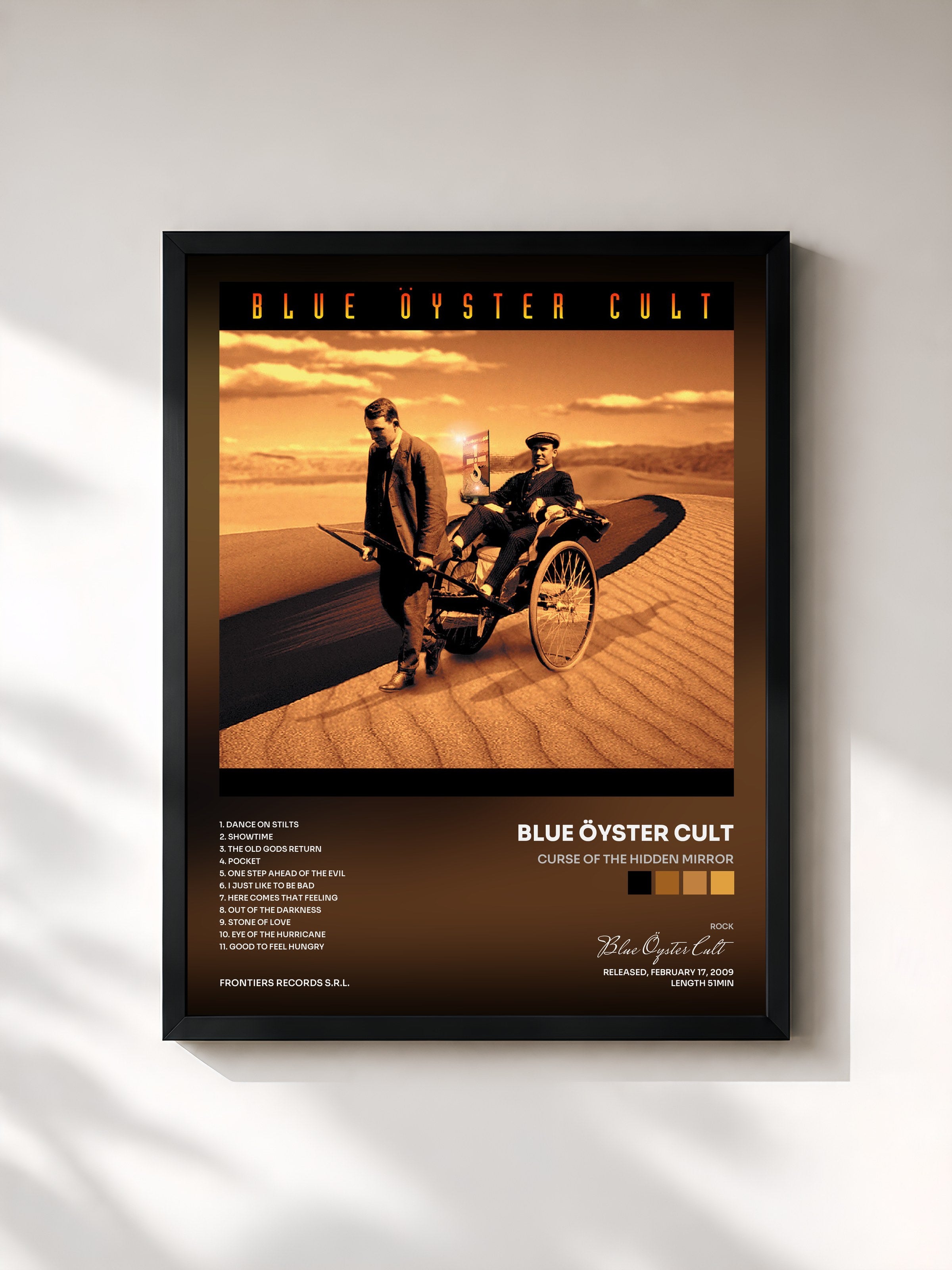 #noir Tableau de l'album Curse of the Hidden Mirror de Blue Öyster Cult, cadre noir, imprimé et encadré en France