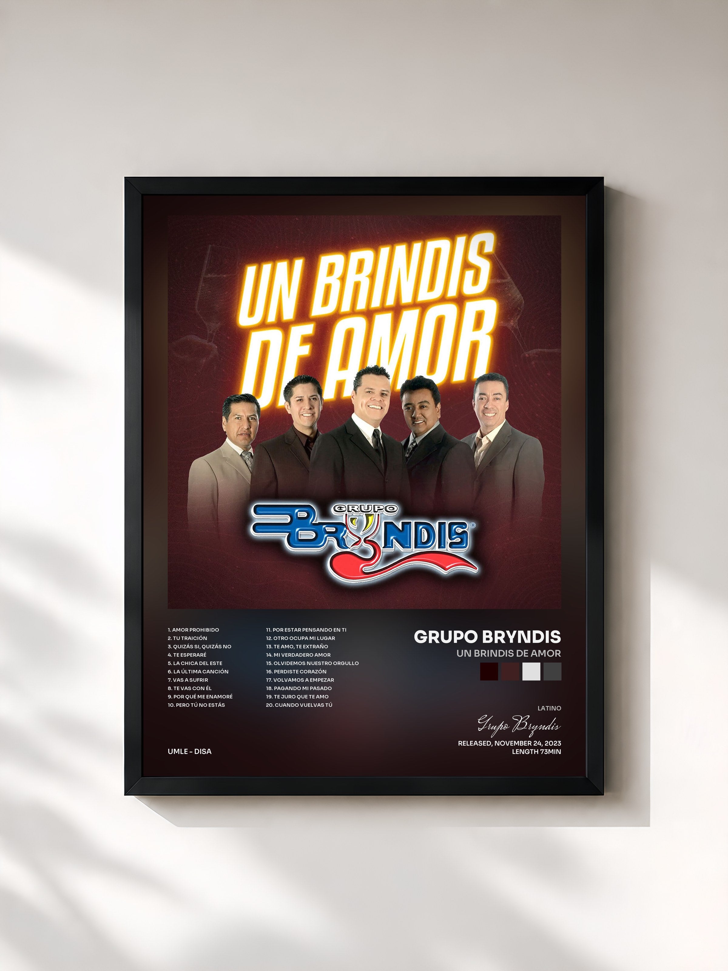 #noir Tableau de l'album Un Brindis De Amor de Grupo Bryndis, cadre noir, imprimé et encadré en France