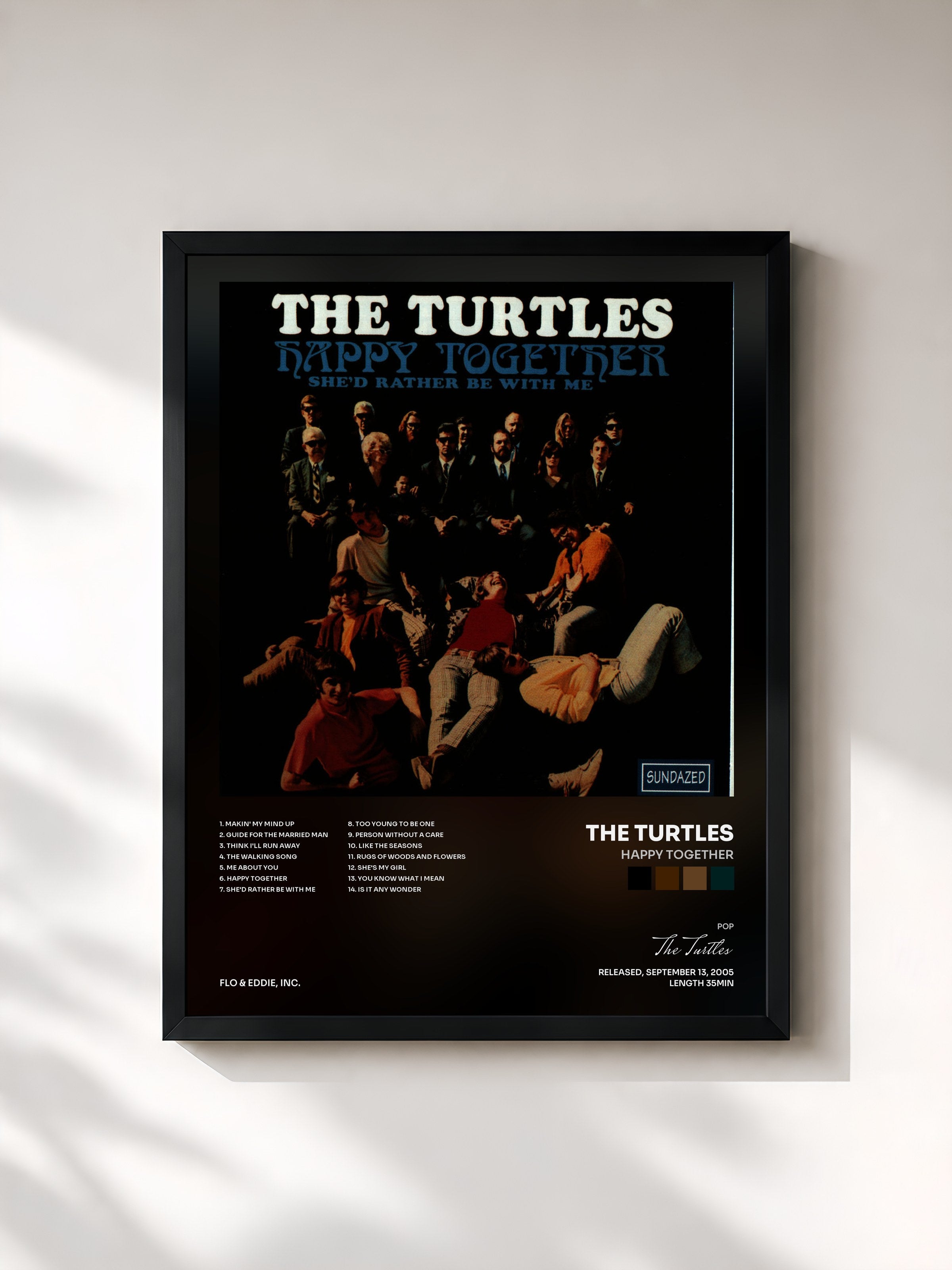 #noir Tableau de l'album Happy Together de The Turtles, cadre noir, imprimé et encadré en France