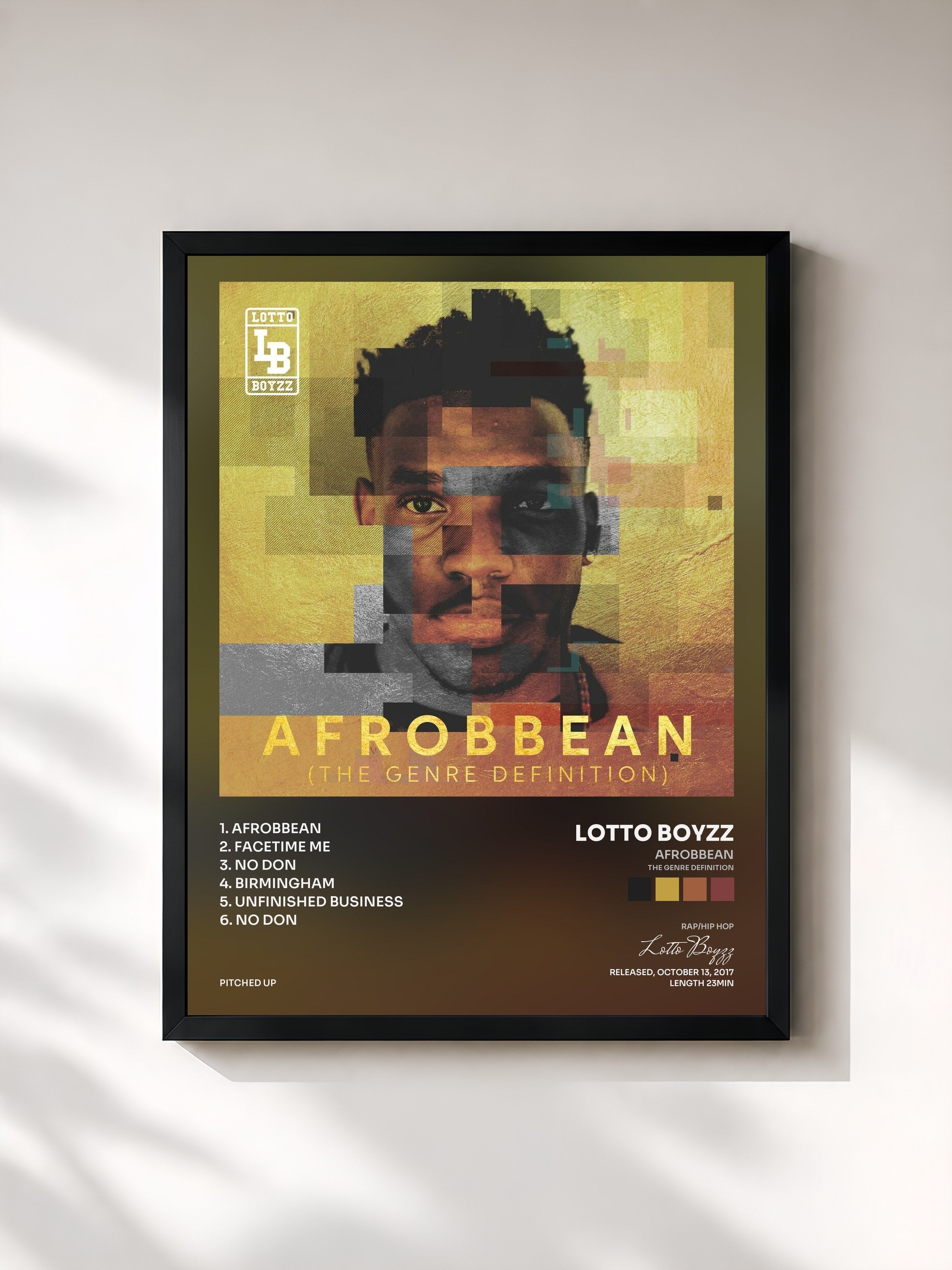 #noir Tableau de l'album Afrobbean (The Genre Definition) EP de Lotto Boyzz, cadre noir, imprimé et encadré en France