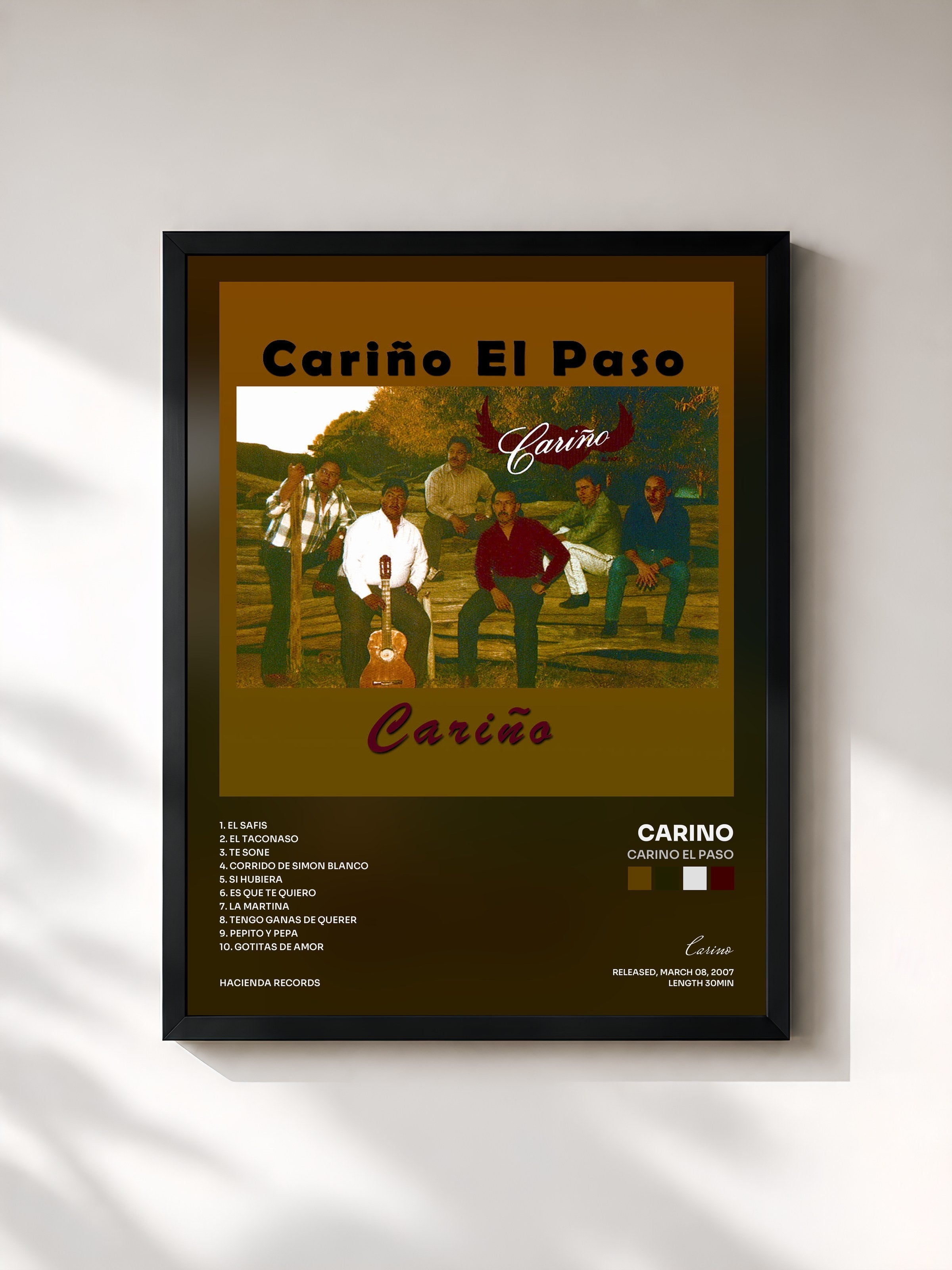 #noir Tableau de l'album Carino El Paso de Carino, cadre noir, imprimé et encadré en France