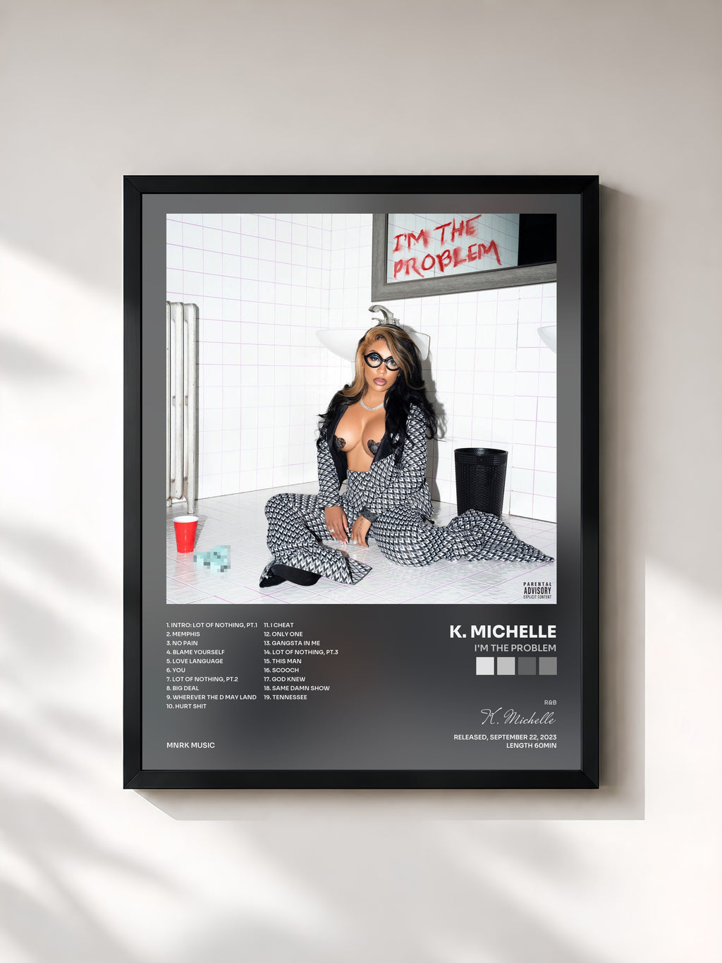 #noir Tableau de l'album I'M THE PROBLEM de K. Michelle, cadre noir, imprimé et encadré en France