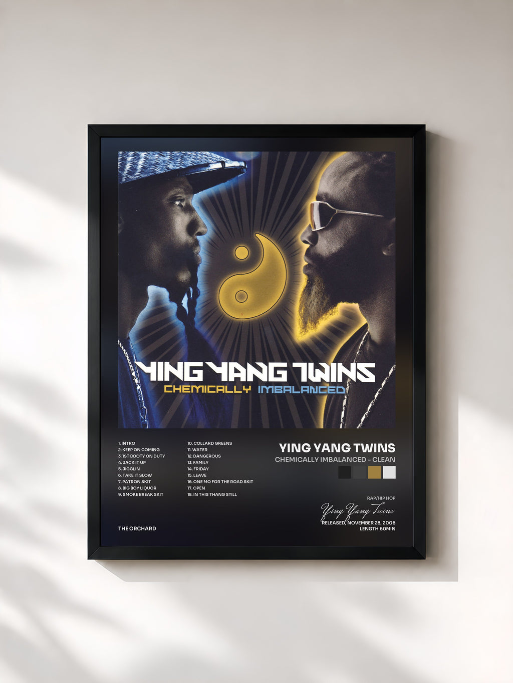#noir Tableau de l'album Chemically Imbalanced - Clean de Ying Yang Twins, cadre noir, imprimé et encadré en France