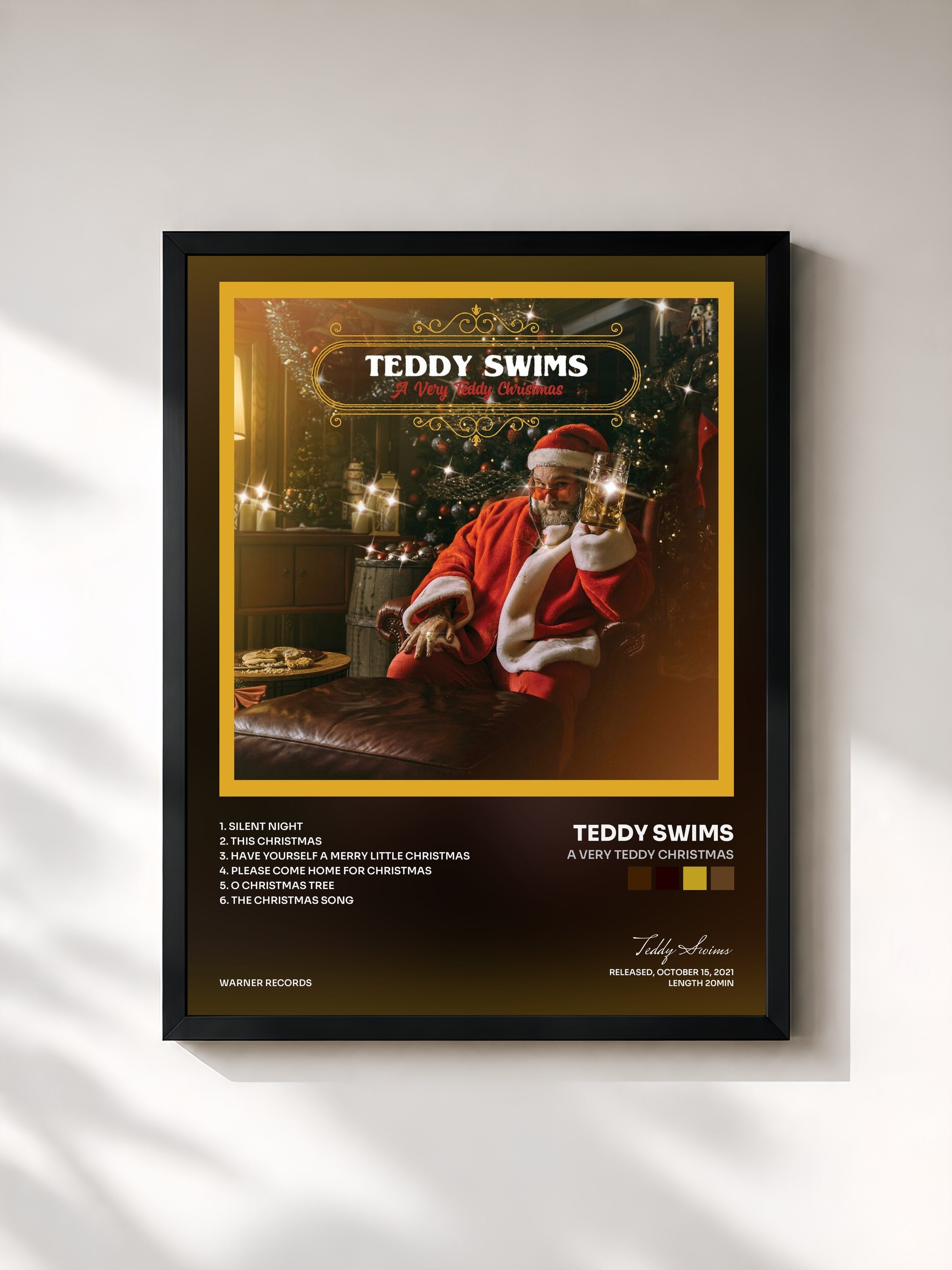 #noir Tableau de l'album A Very Teddy Christmas de Teddy Swims, cadre noir, imprimé et encadré en France