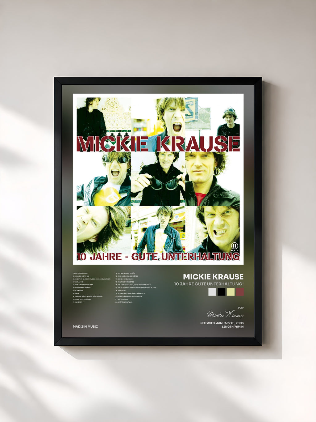 #noir Tableau de l'album 10 Jahre gute Unterhaltung! de Mickie Krause, cadre noir, imprimé et encadré en France