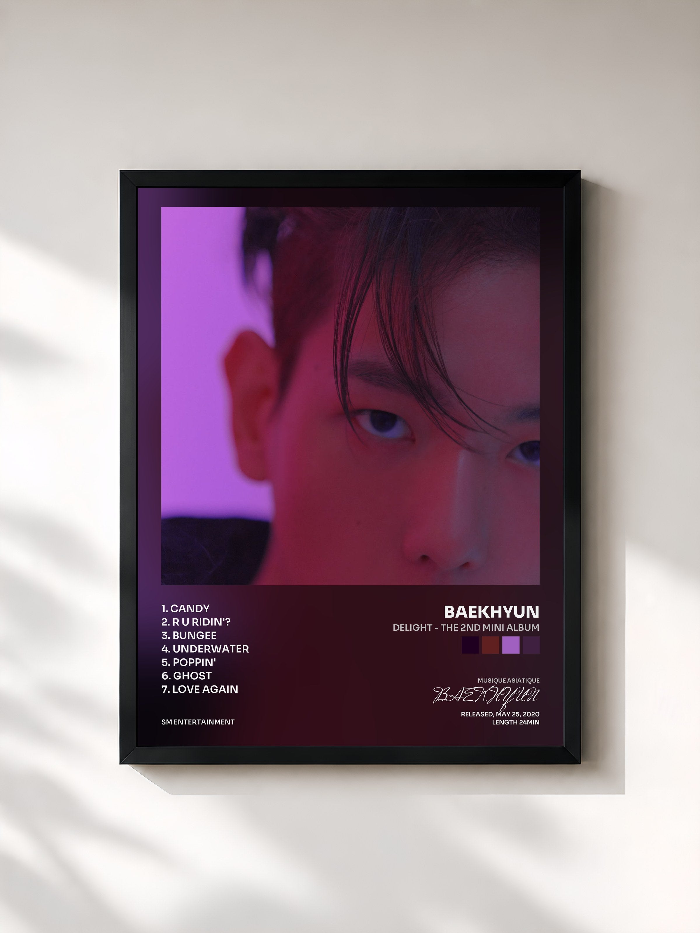 #noir Tableau de l'album Delight - The 2nd Mini Album de BAEKHYUN, cadre noir, imprimé et encadré en France
