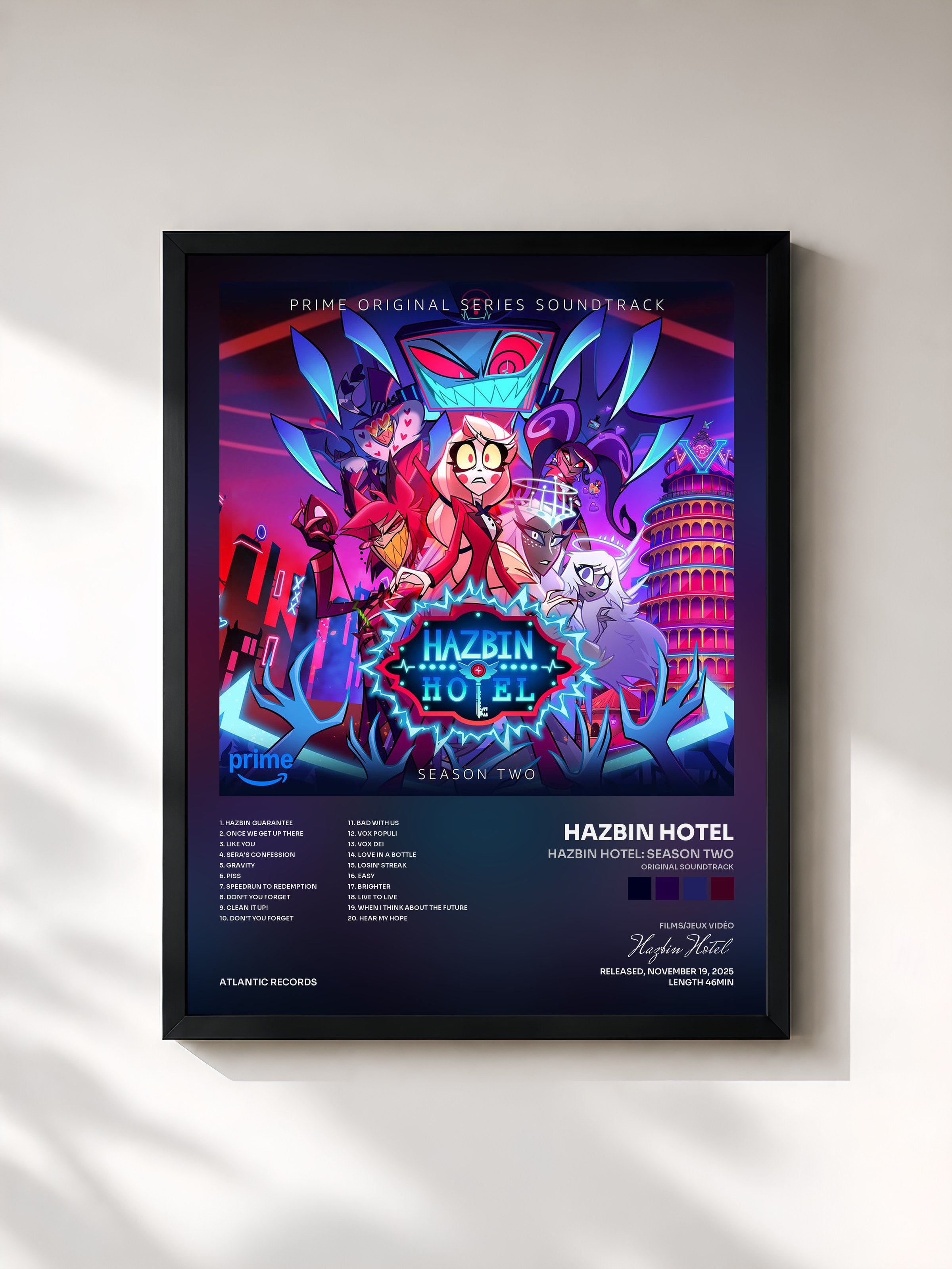 #noir Tableau de l'album Hazbin Hotel: Season Two (Original Soundtrack) de Hazbin Hotel, cadre noir, imprimé et encadré en France