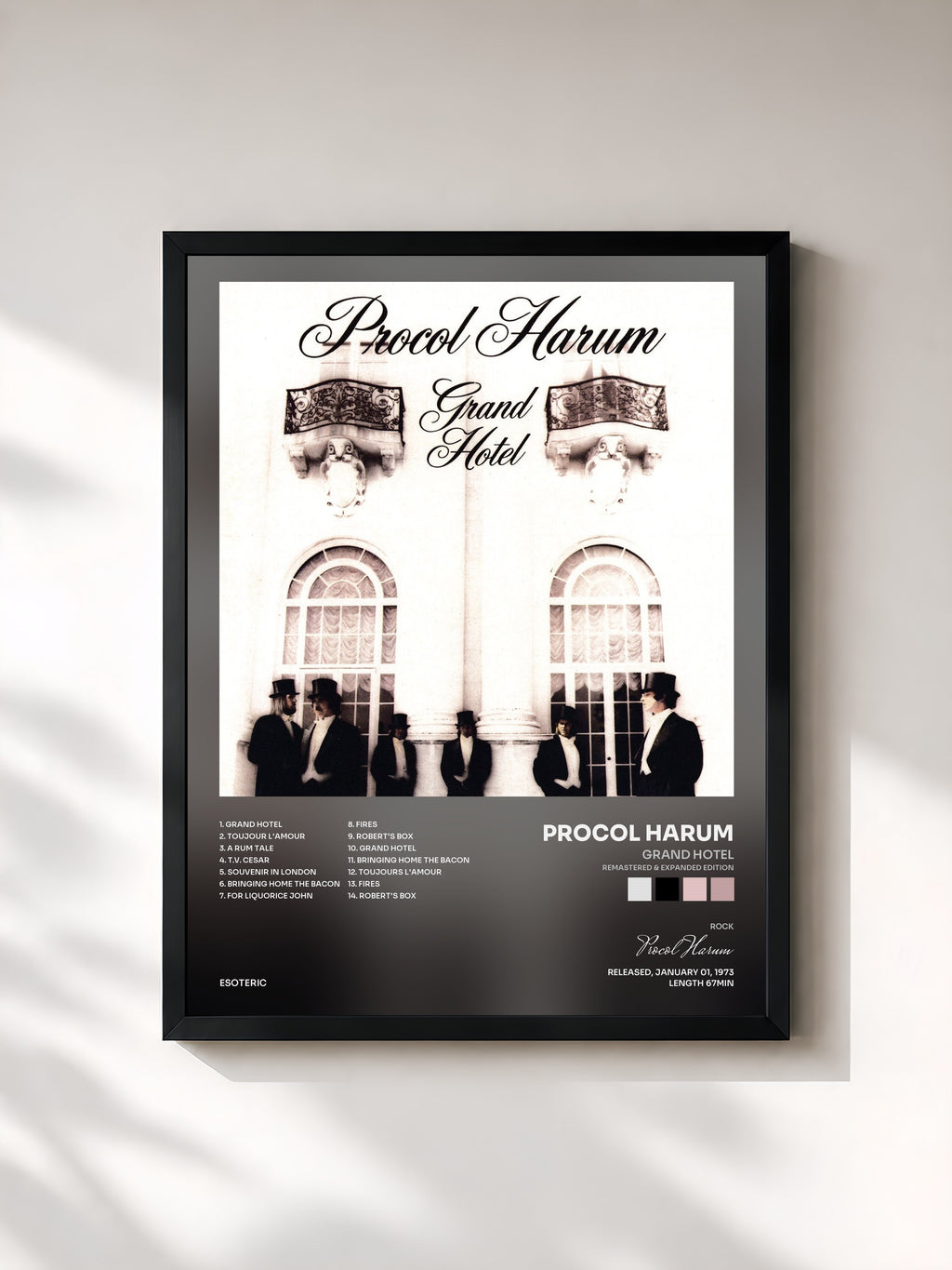#noir Tableau de l'album Grand Hotel (Remastered & Expanded Edition) de Procol Harum, cadre noir, imprimé et encadré en France