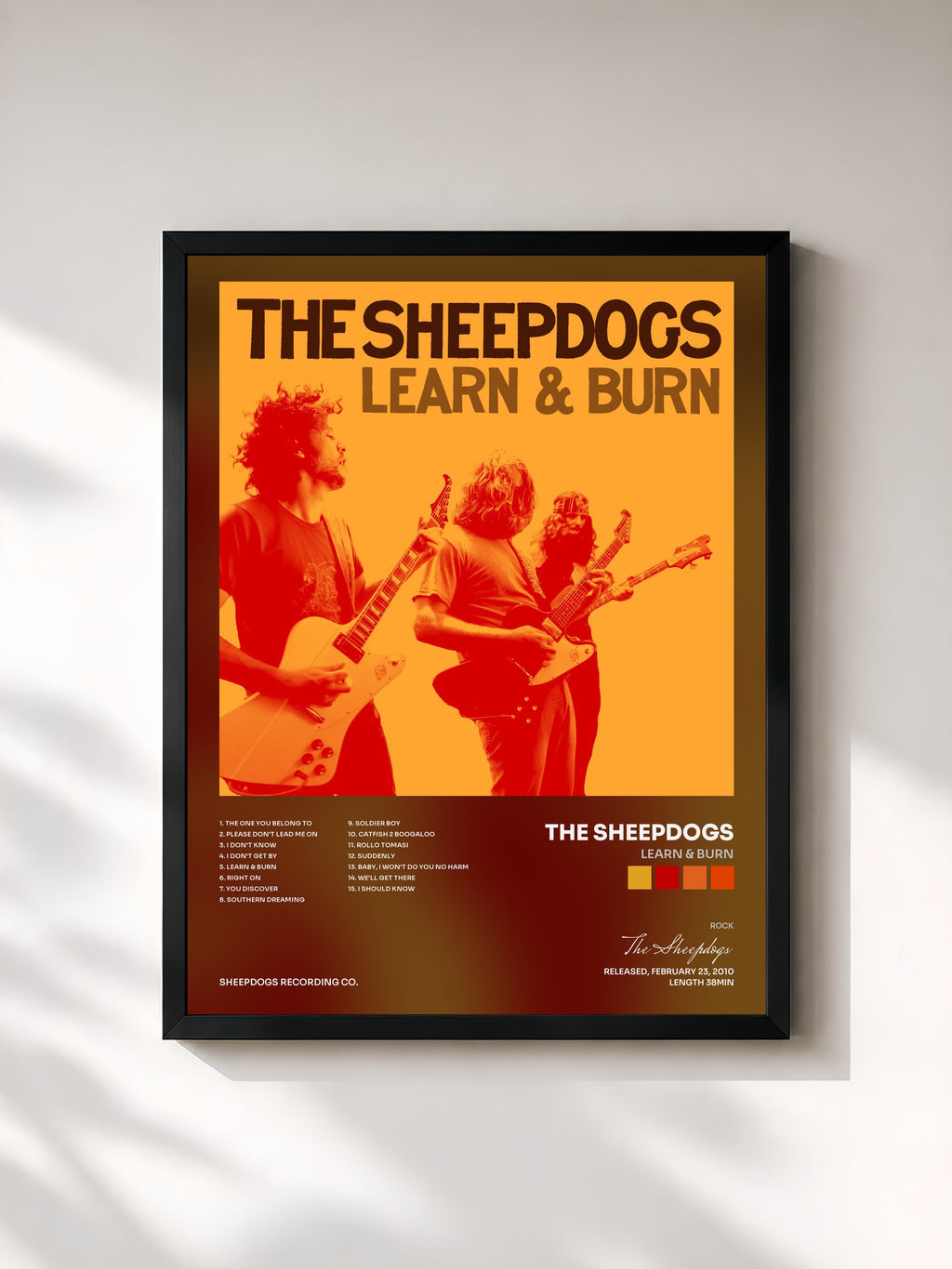 #noir Tableau de l'album Learn & Burn de The Sheepdogs, cadre noir, imprimé et encadré en France
