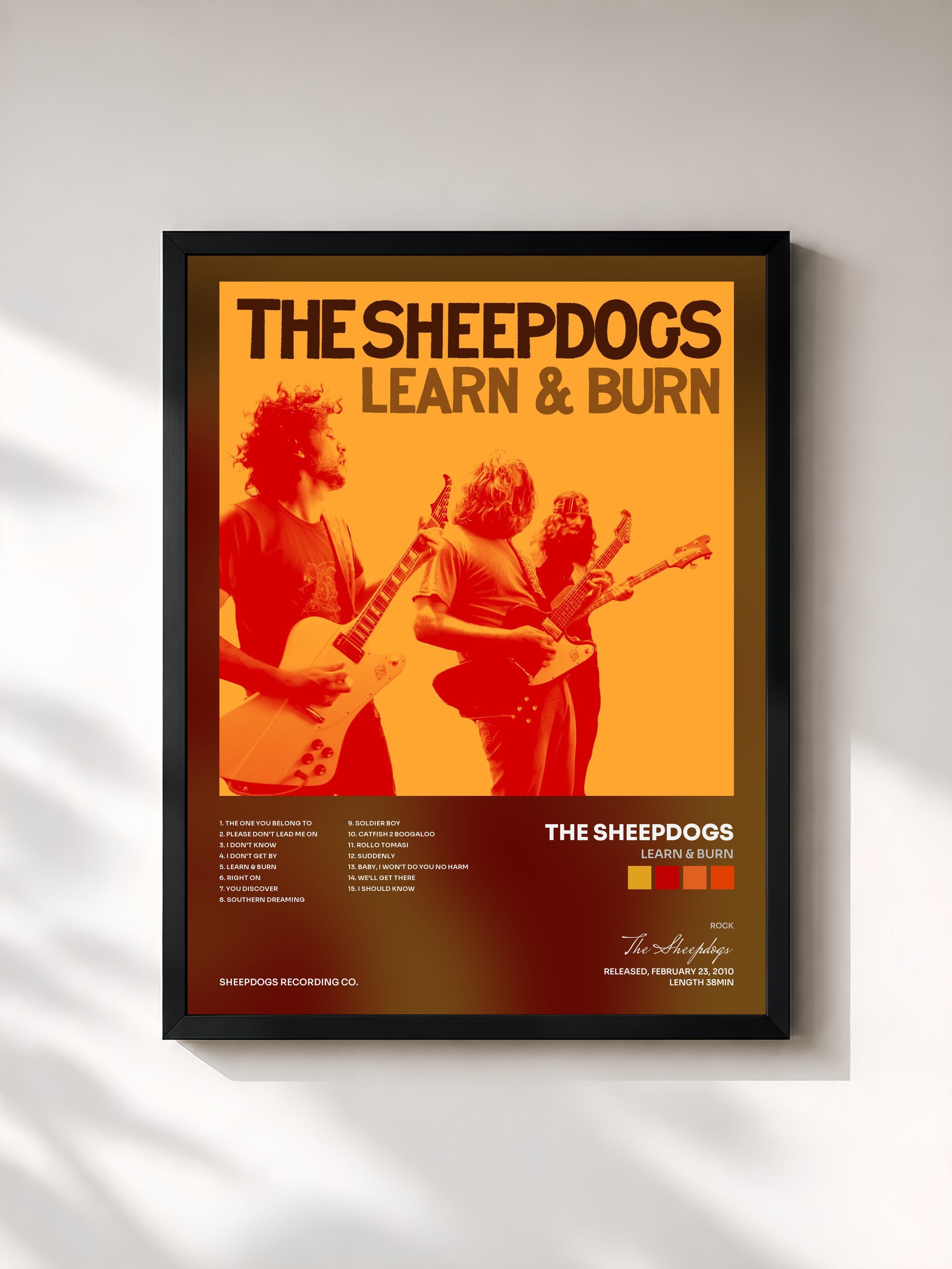 #noir Tableau de l'album Learn & Burn de The Sheepdogs, cadre noir, imprimé et encadré en France