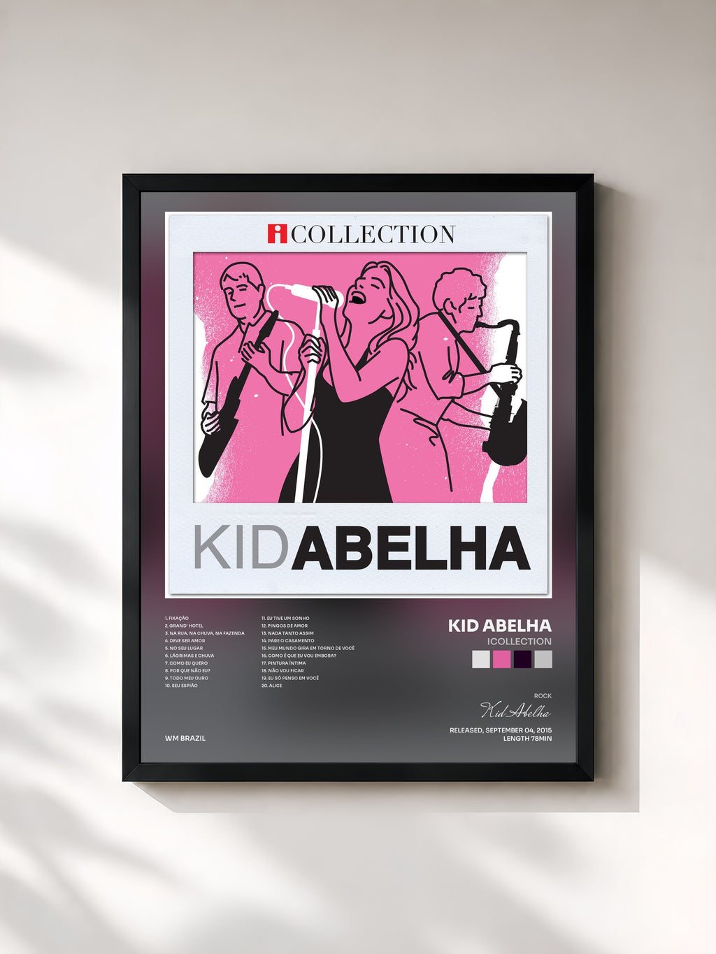 #noir Tableau de l'album iCollection de Kid Abelha, cadre noir, imprimé et encadré en France