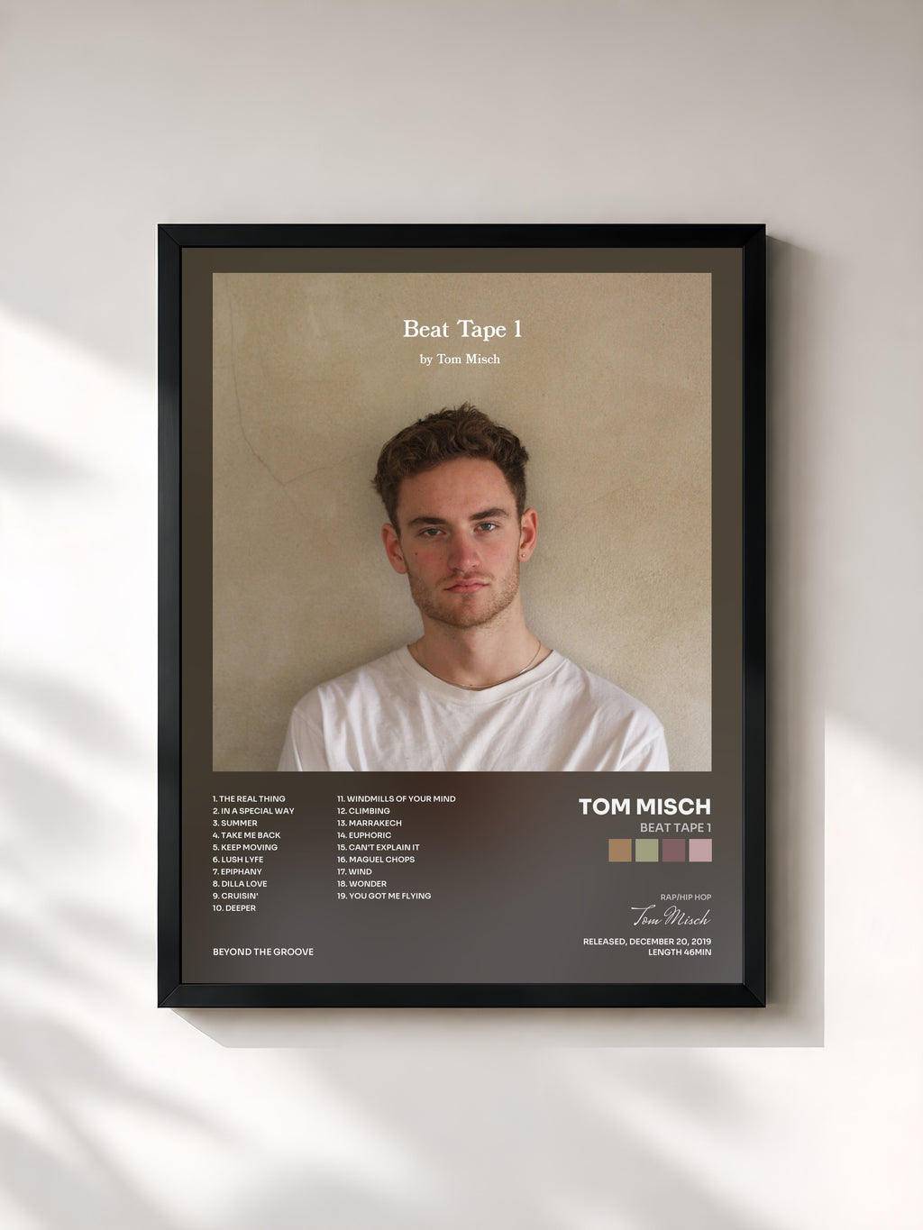 #noir Tableau de l'album Beat Tape 1 de Tom Misch, cadre noir, imprimé et encadré en France