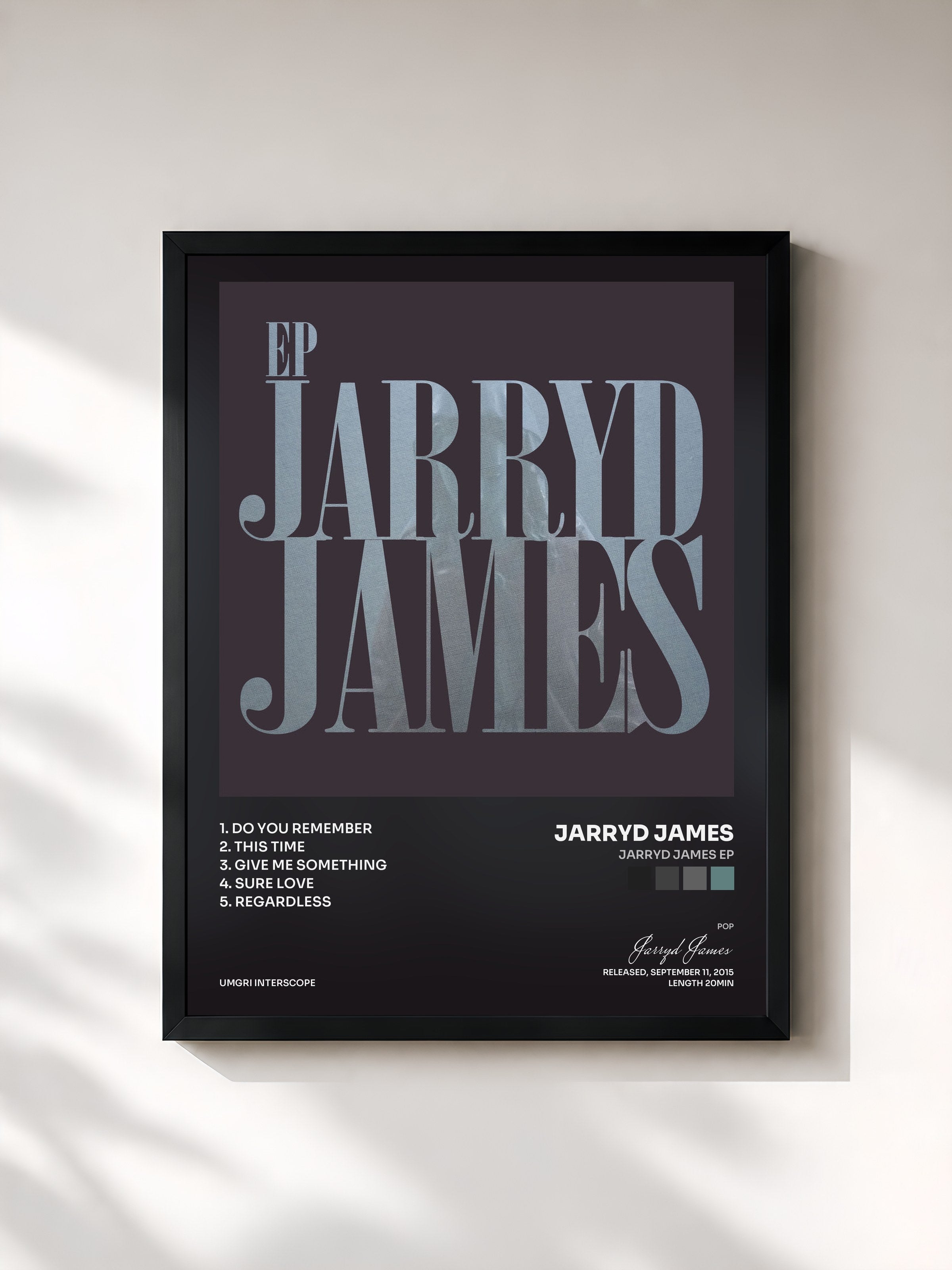 #noir Tableau de l'album Jarryd James EP de Jarryd James, cadre noir, imprimé et encadré en France