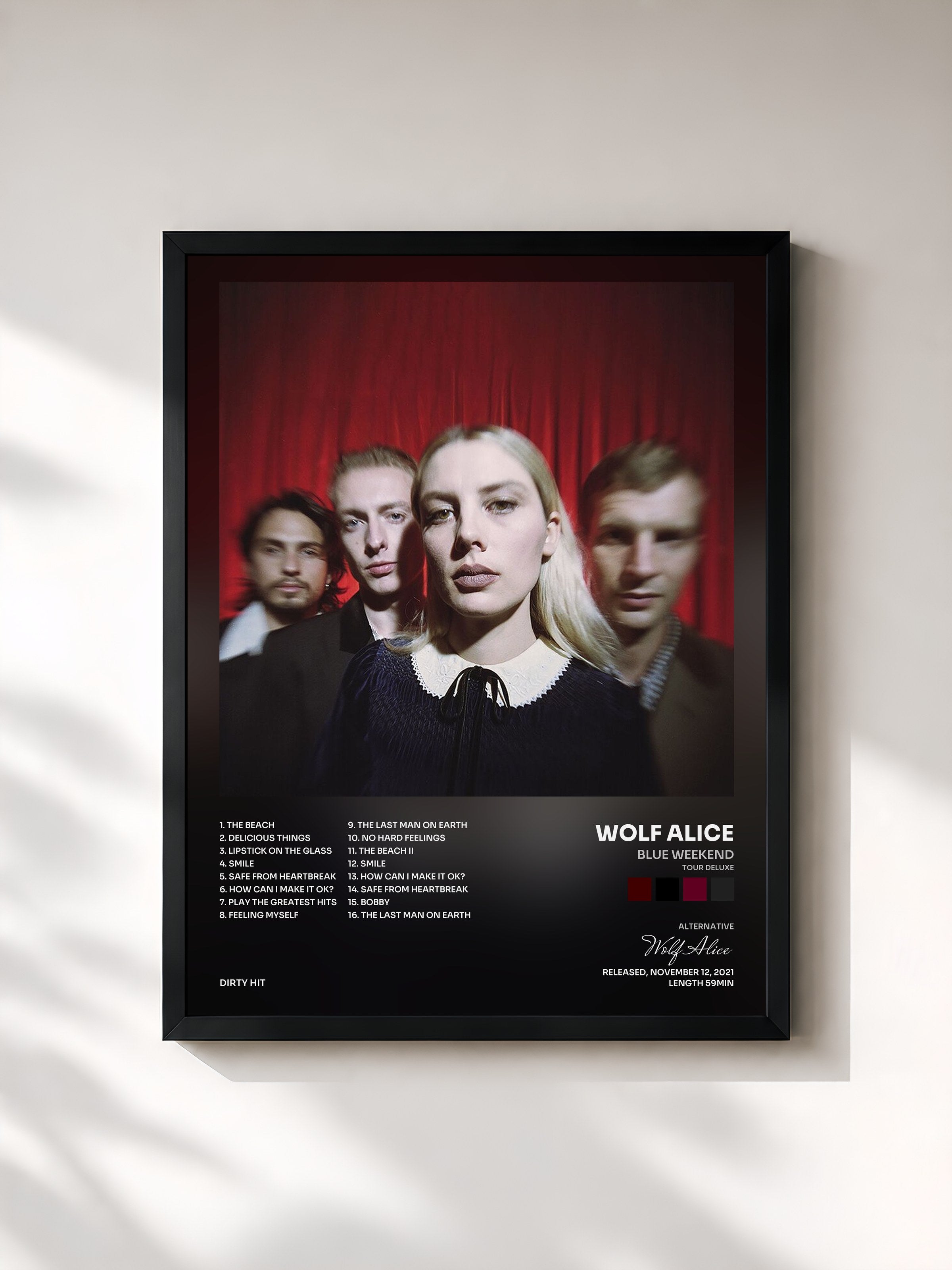 #noir Tableau de l'album Blue Weekend (Tour Deluxe) de Wolf Alice, cadre noir, imprimé et encadré en France