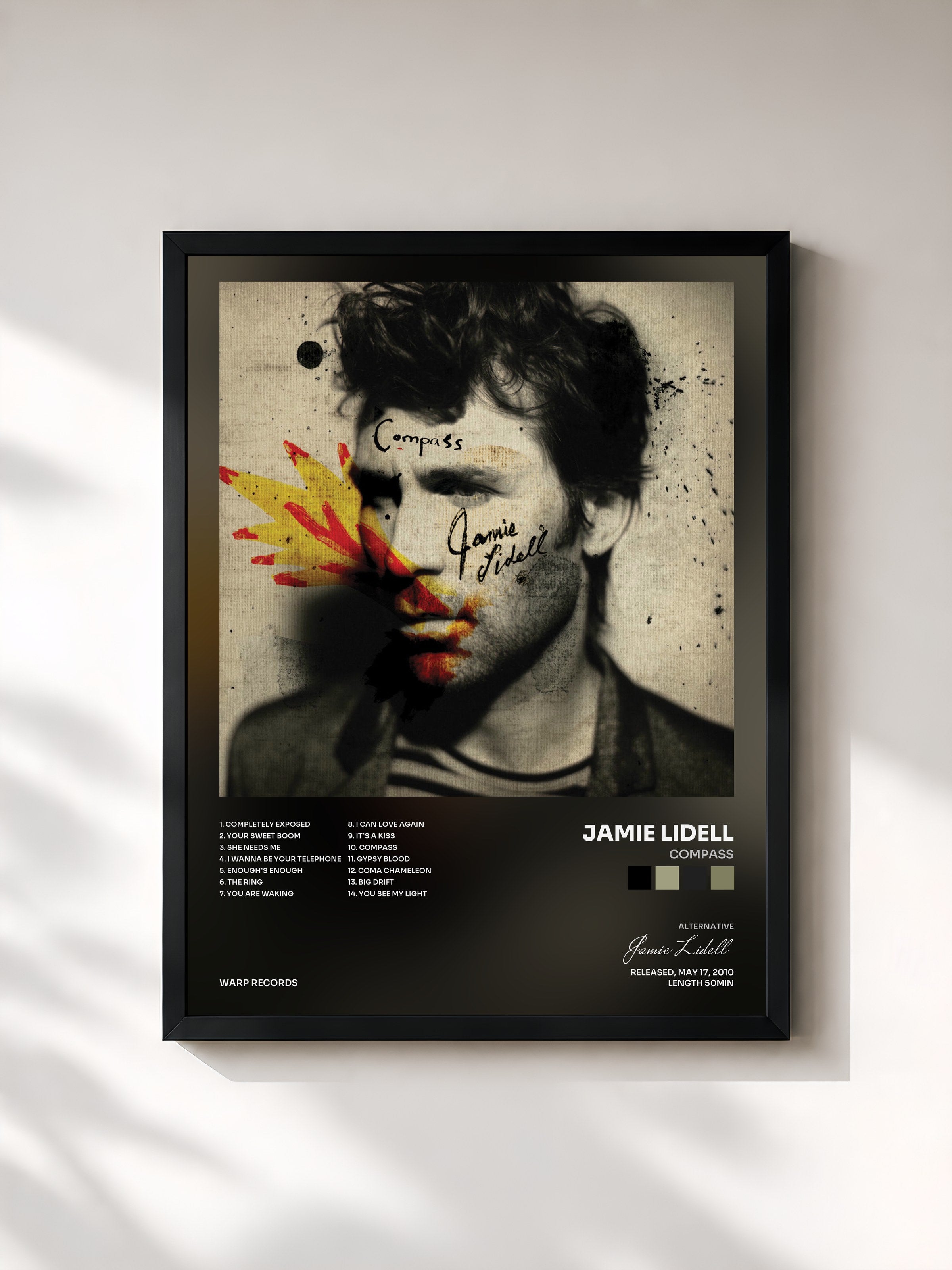 #noir Tableau de l'album Compass de Jamie Lidell, cadre noir, imprimé et encadré en France