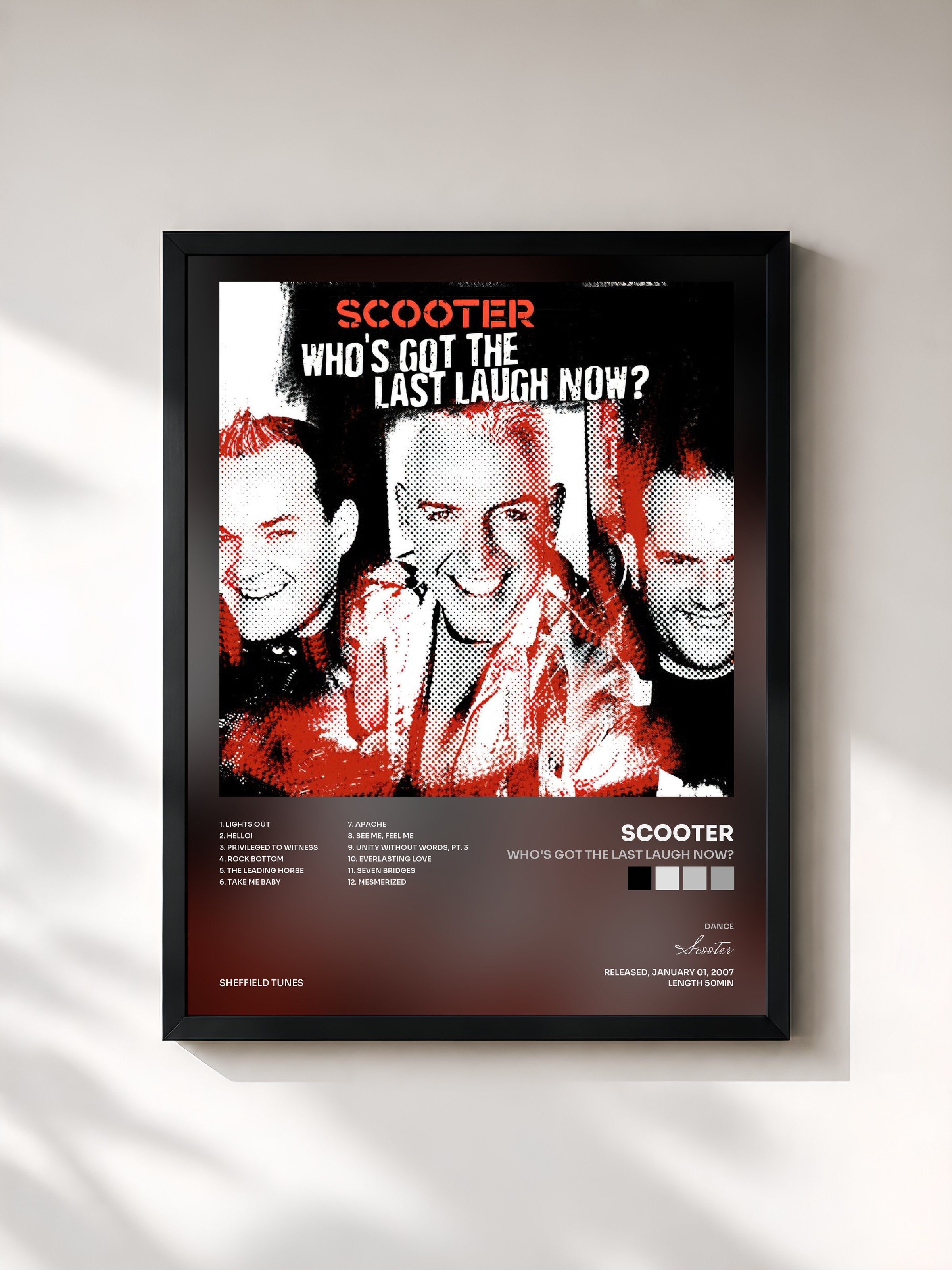 #noir Tableau de l'album Who's Got The Last Laugh Now? de Scooter, cadre noir, imprimé et encadré en France
