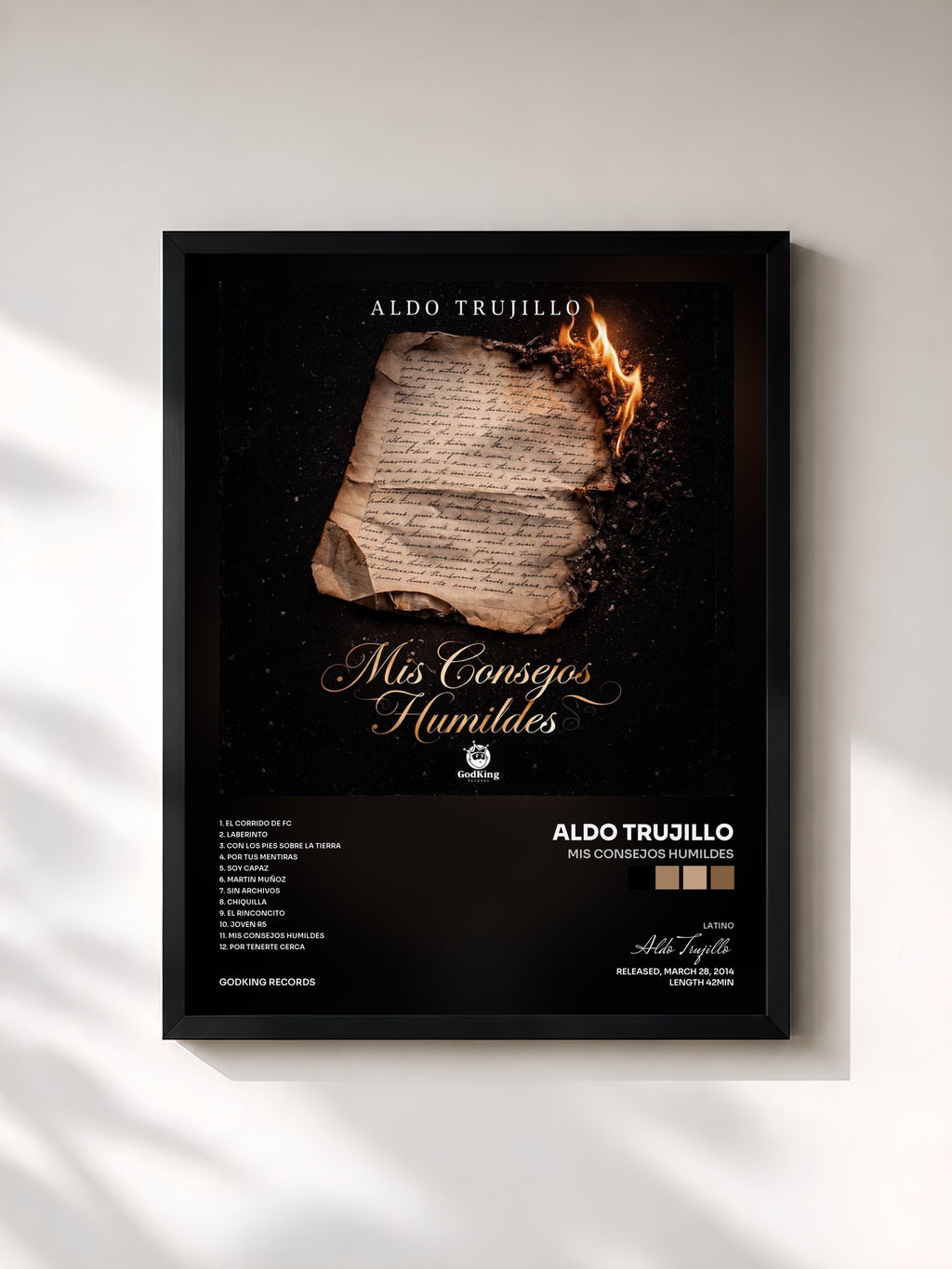 #noir Tableau de l'album Mis Consejos Humildes de Aldo Trujillo, cadre noir, imprimé et encadré en France