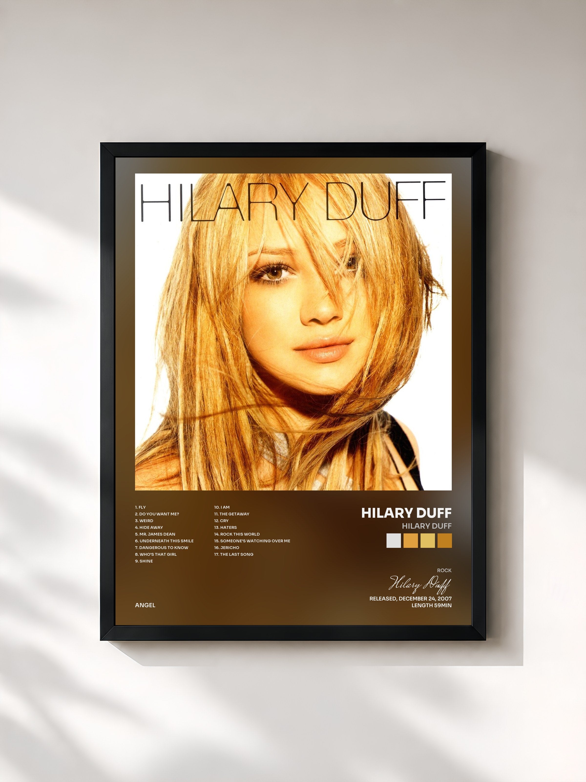 #noir Tableau de l'album Hilary Duff de Hilary Duff, cadre noir, imprimé et encadré en France