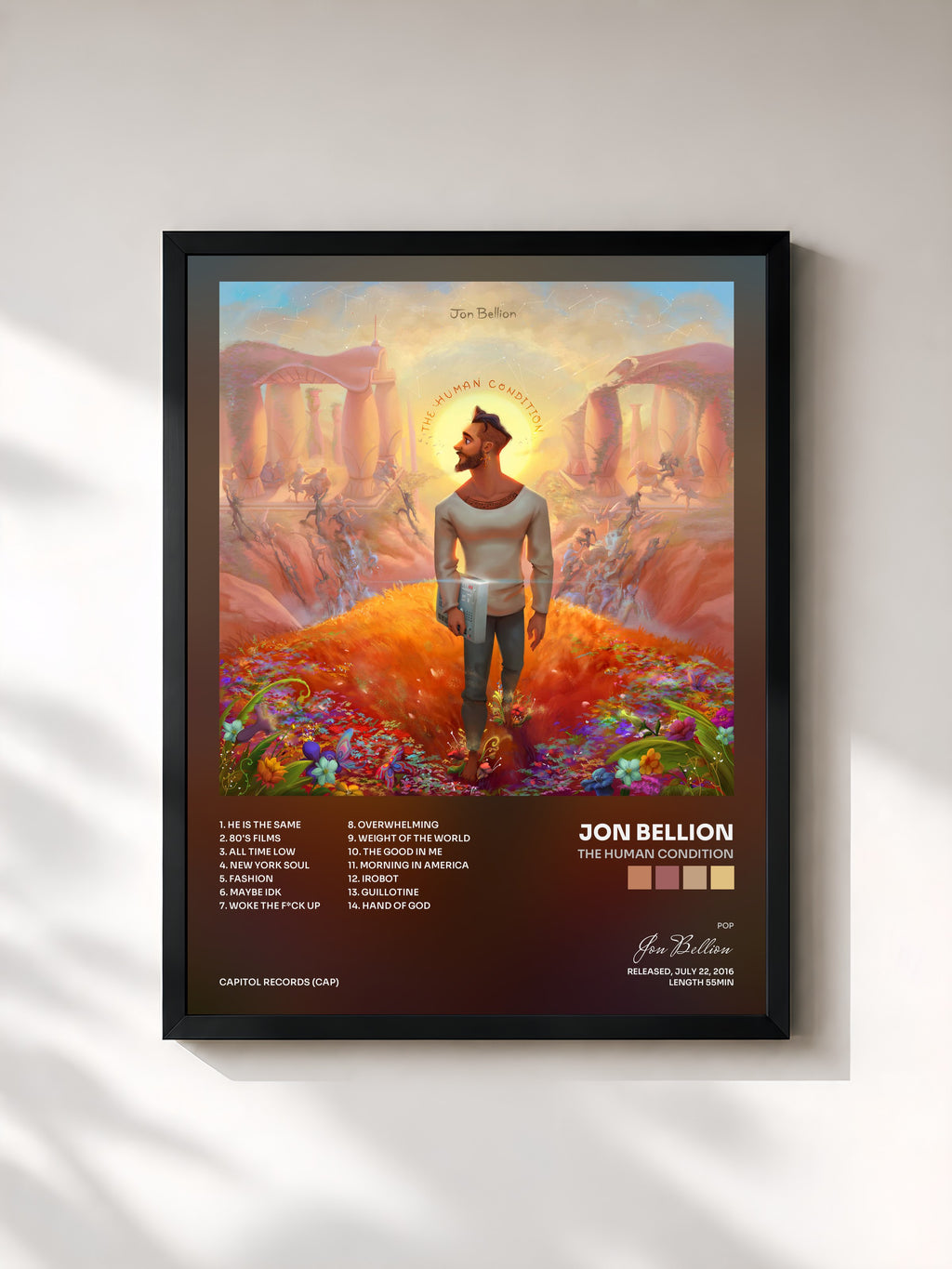 #noir Tableau de l'album The Human Condition de Jon Bellion, cadre noir, imprimé et encadré en France