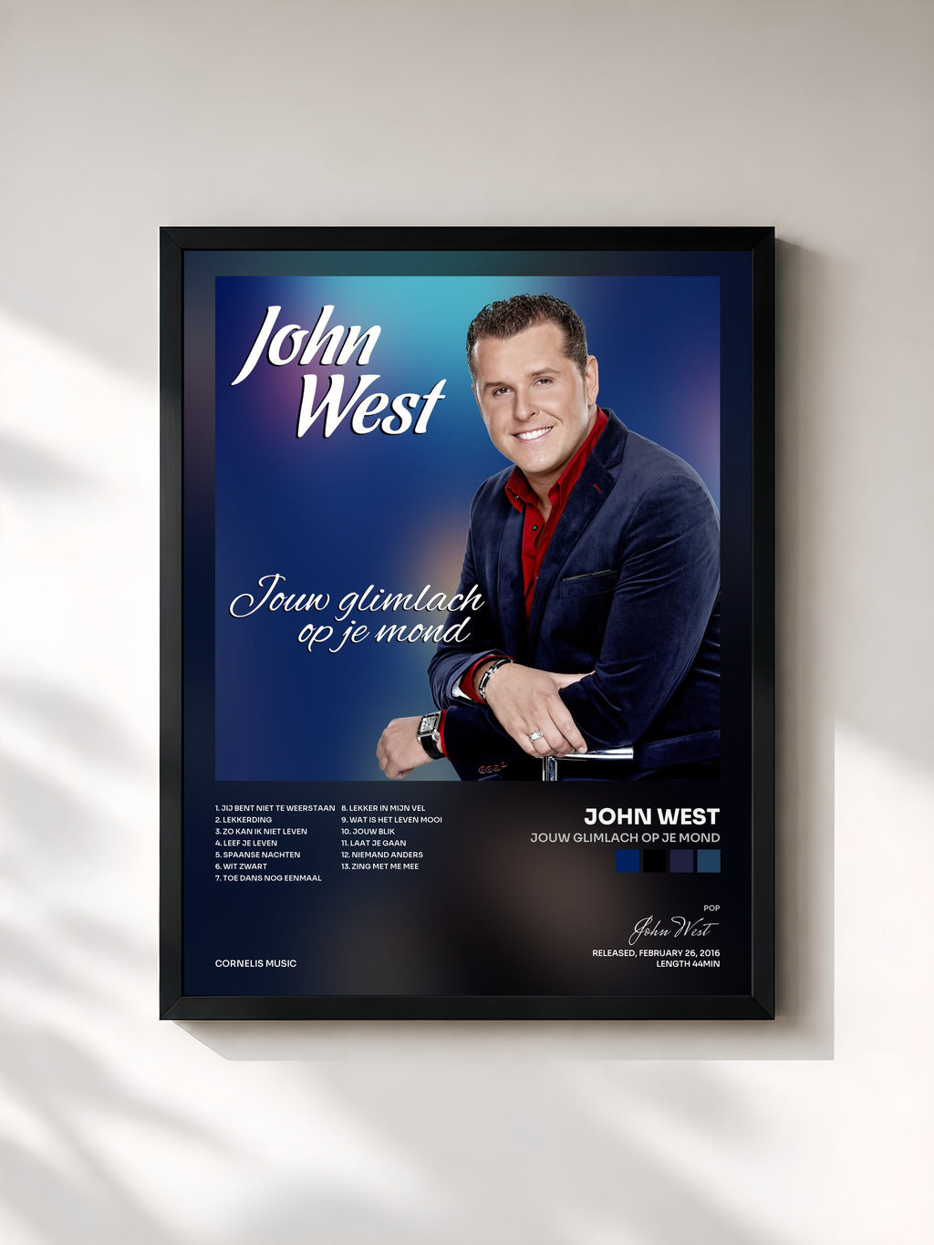 #noir Tableau de l'album Jouw Glimlach Op Je Mond de John West, cadre noir, imprimé et encadré en France
