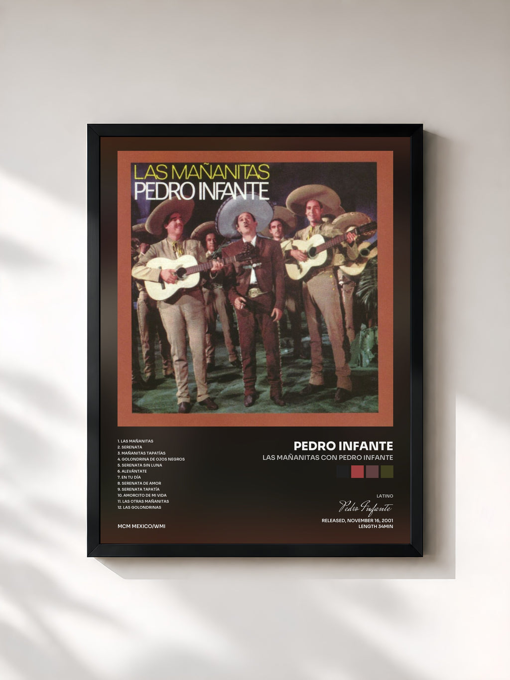 #noir Tableau de l'album Las Mañanitas con Pedro Infante de Pedro Infante, cadre noir, imprimé et encadré en France