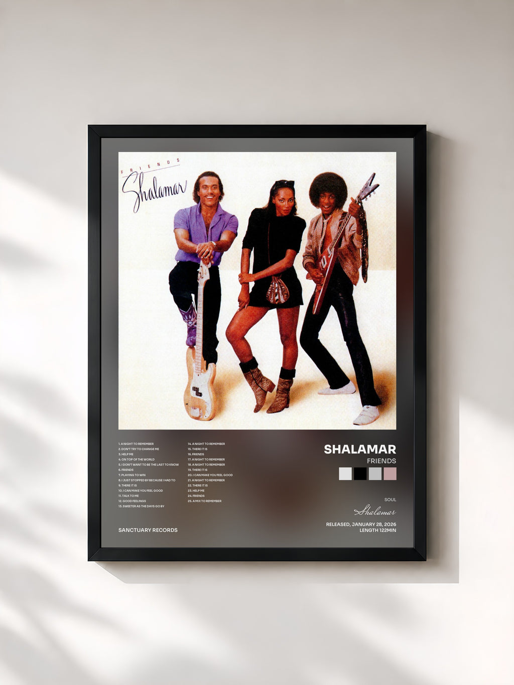 #noir Tableau de l'album Friends de Shalamar, cadre noir, imprimé et encadré en France