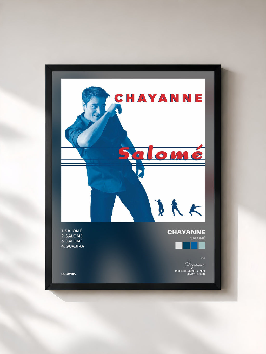 #noir Tableau de l'album Salomé de Chayanne, cadre noir, imprimé et encadré en France