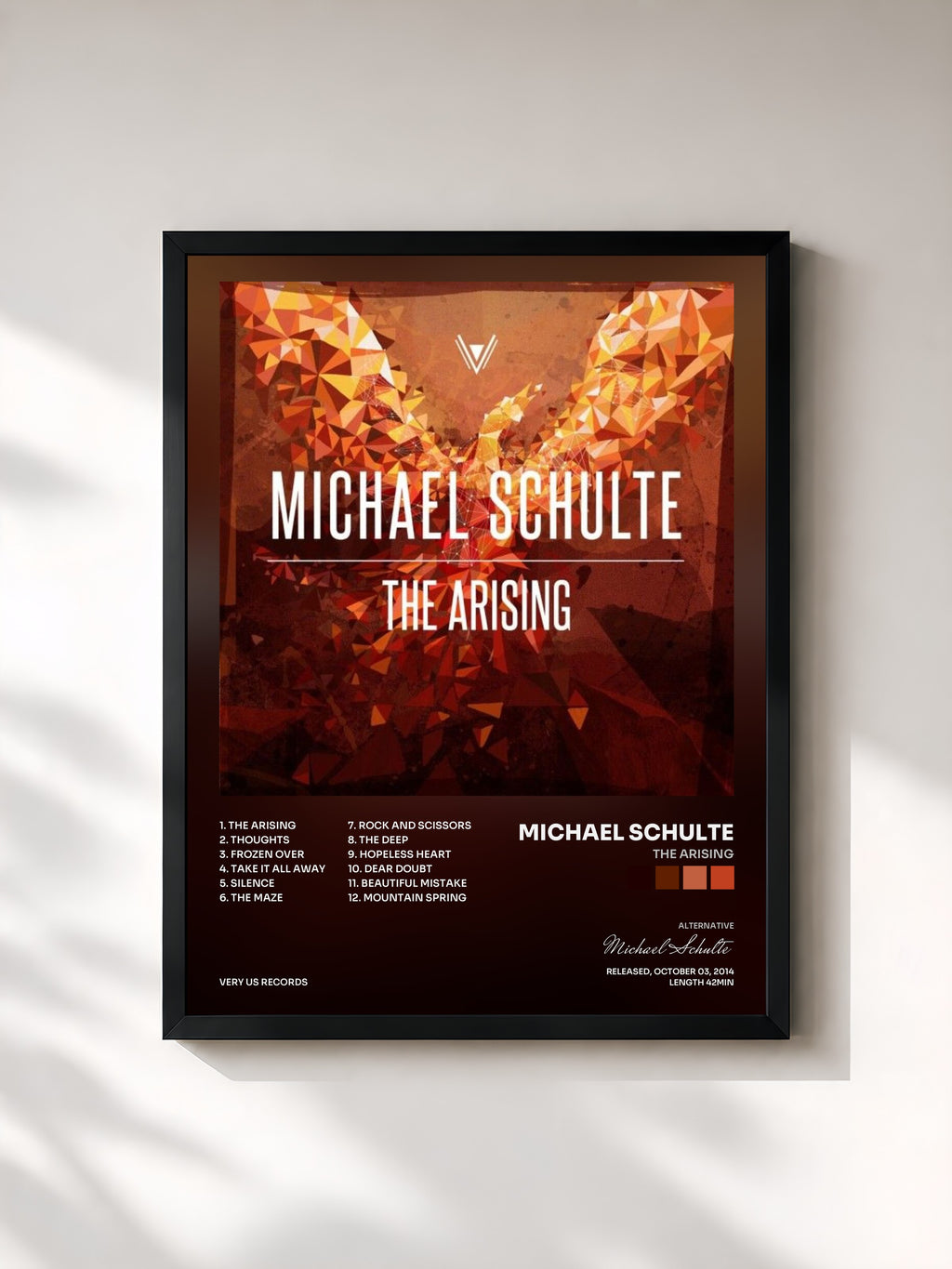 #noir Tableau de l'album The Arising de Michael Schulte, cadre noir, imprimé et encadré en France