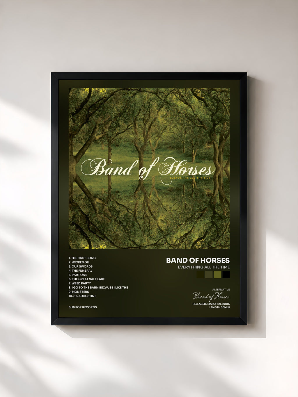 #noir Everything All The Time von Band of Horses als gerahmter Kunstdruck, schwarzer Rahmen, gedruckt und gerahmt in Frankreich