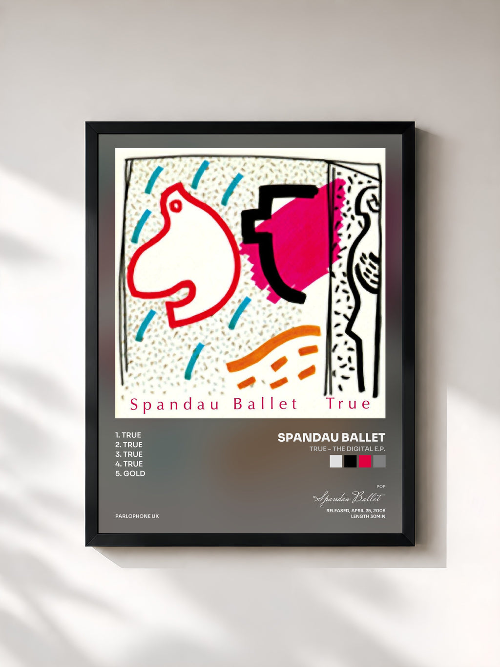 #noir Tableau de l'album True - The Digital E.P. de Spandau Ballet, cadre noir, imprimé et encadré en France