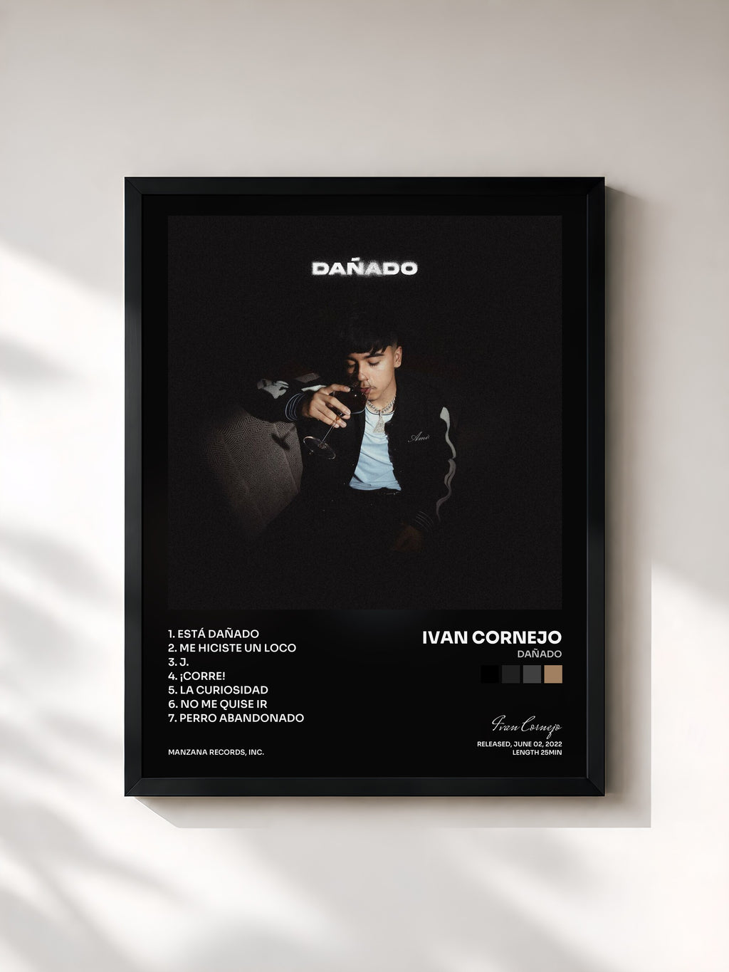 #noir Tableau de l'album Dañado de Ivan Cornejo, cadre noir, imprimé et encadré en France
