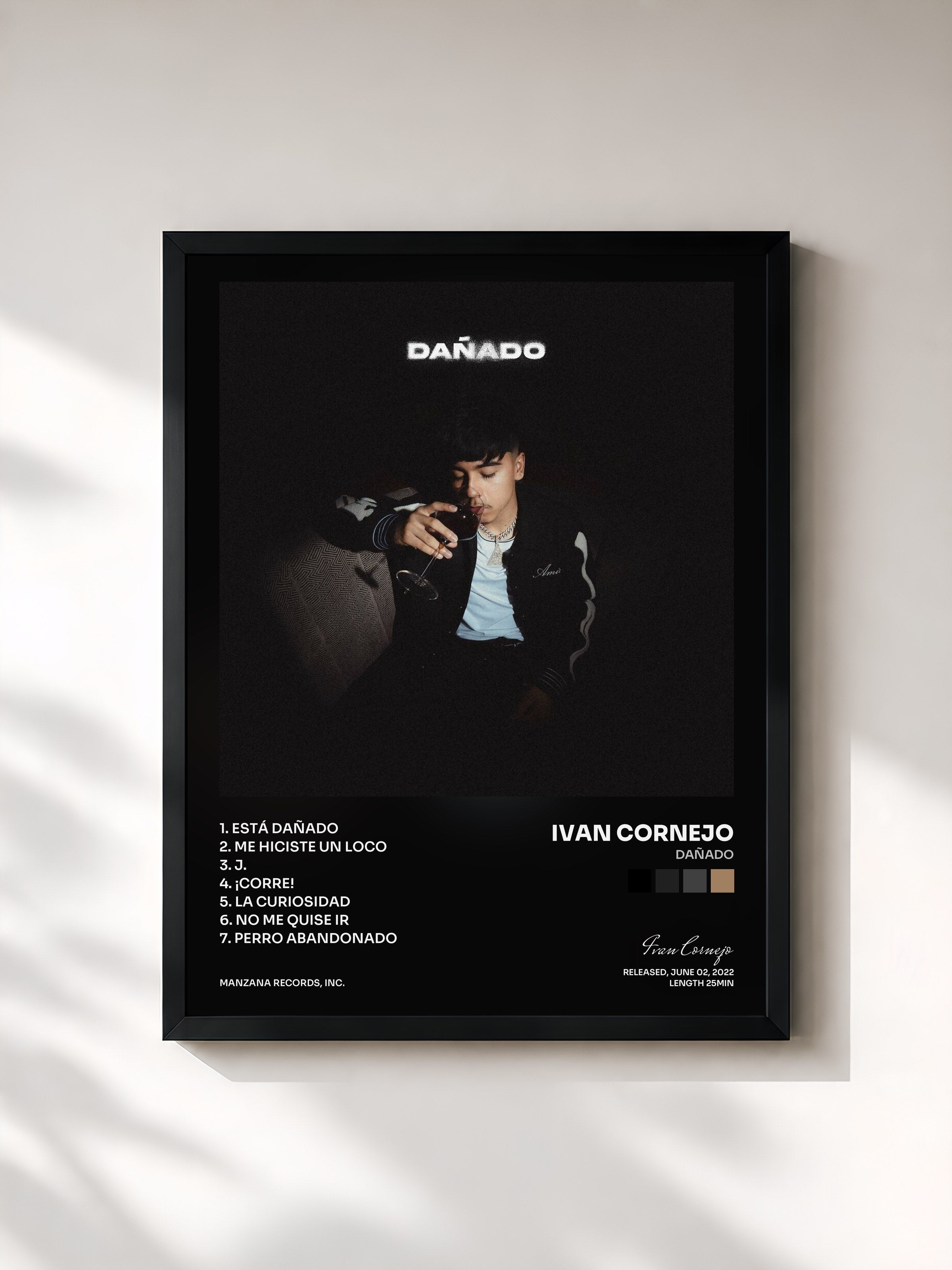 #noir Tableau de l'album Dañado de Ivan Cornejo, cadre noir, imprimé et encadré en France