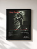 #noir Tableau de l'album Here Comes the Night de Barry Manilow, cadre noir, imprimé et encadré en France