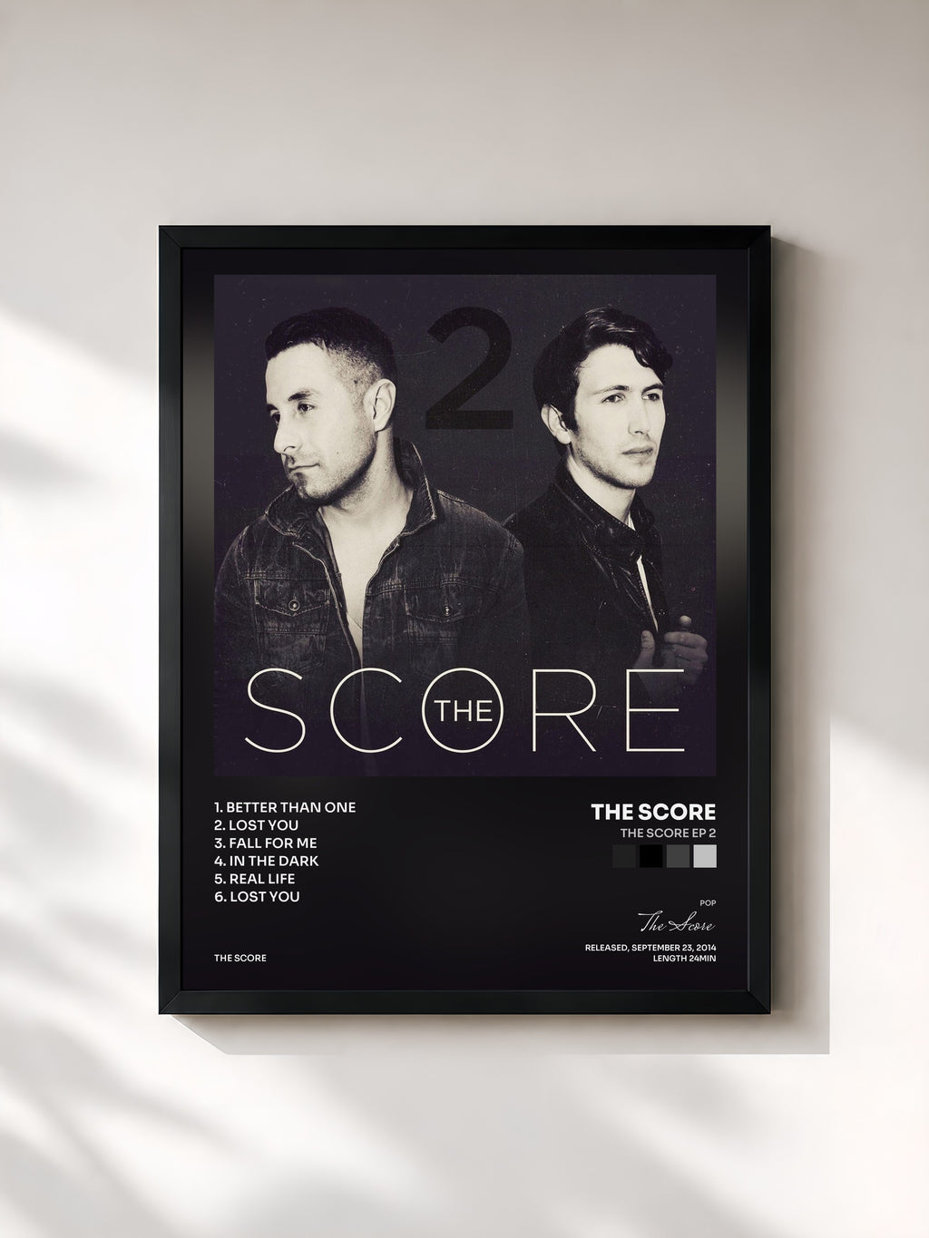 #noir Tableau de l'album The Score EP 2 de The Score, cadre noir, imprimé et encadré en France