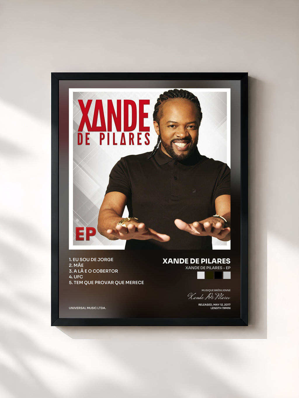 #noir Tableau de l'album Xande de Pilares - EP de Xande De Pilares, cadre noir, imprimé et encadré en France