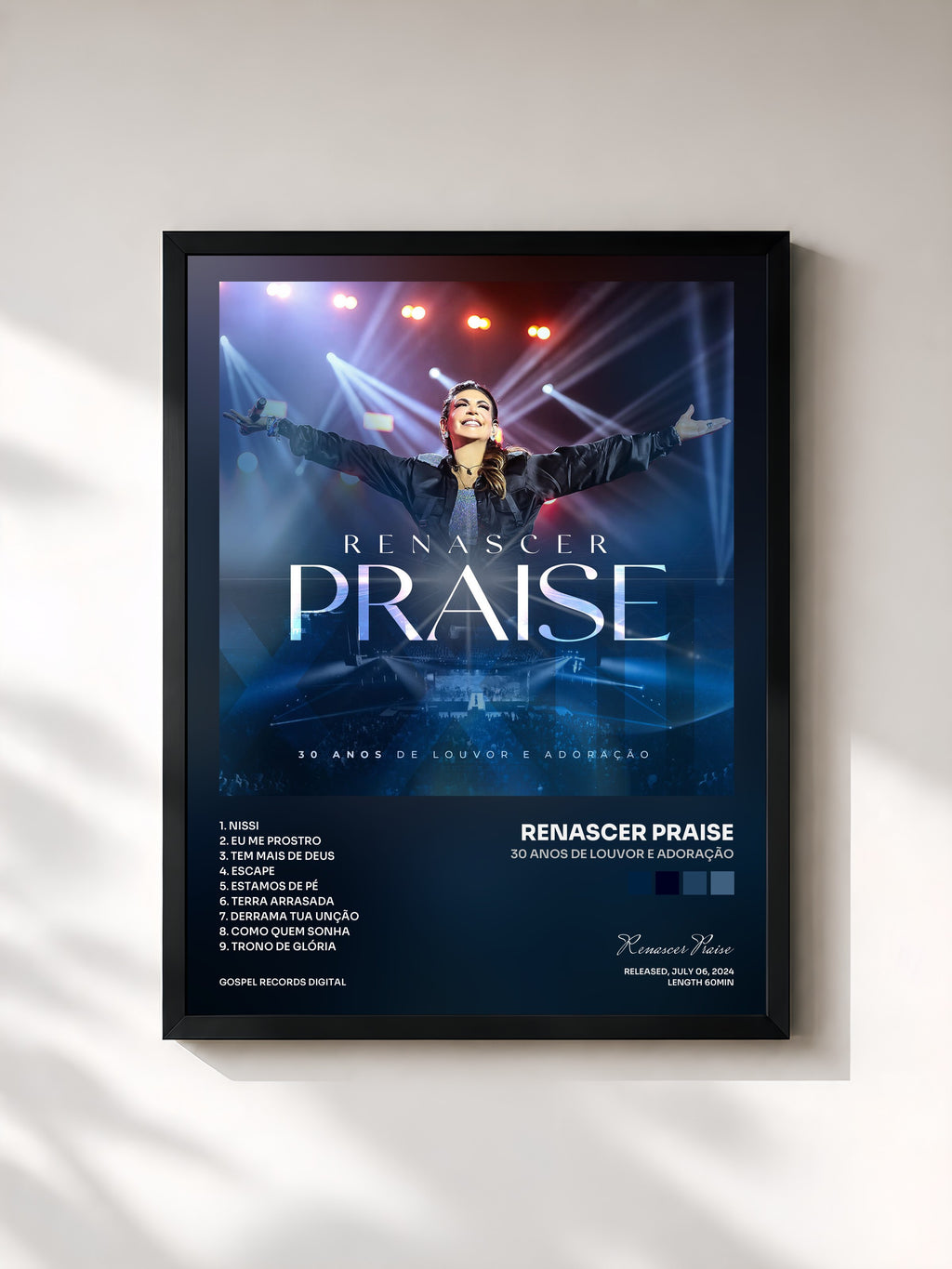 #noir Tableau de l'album 30 Anos de Louvor e Adoração de Renascer Praise, cadre noir, imprimé et encadré en France