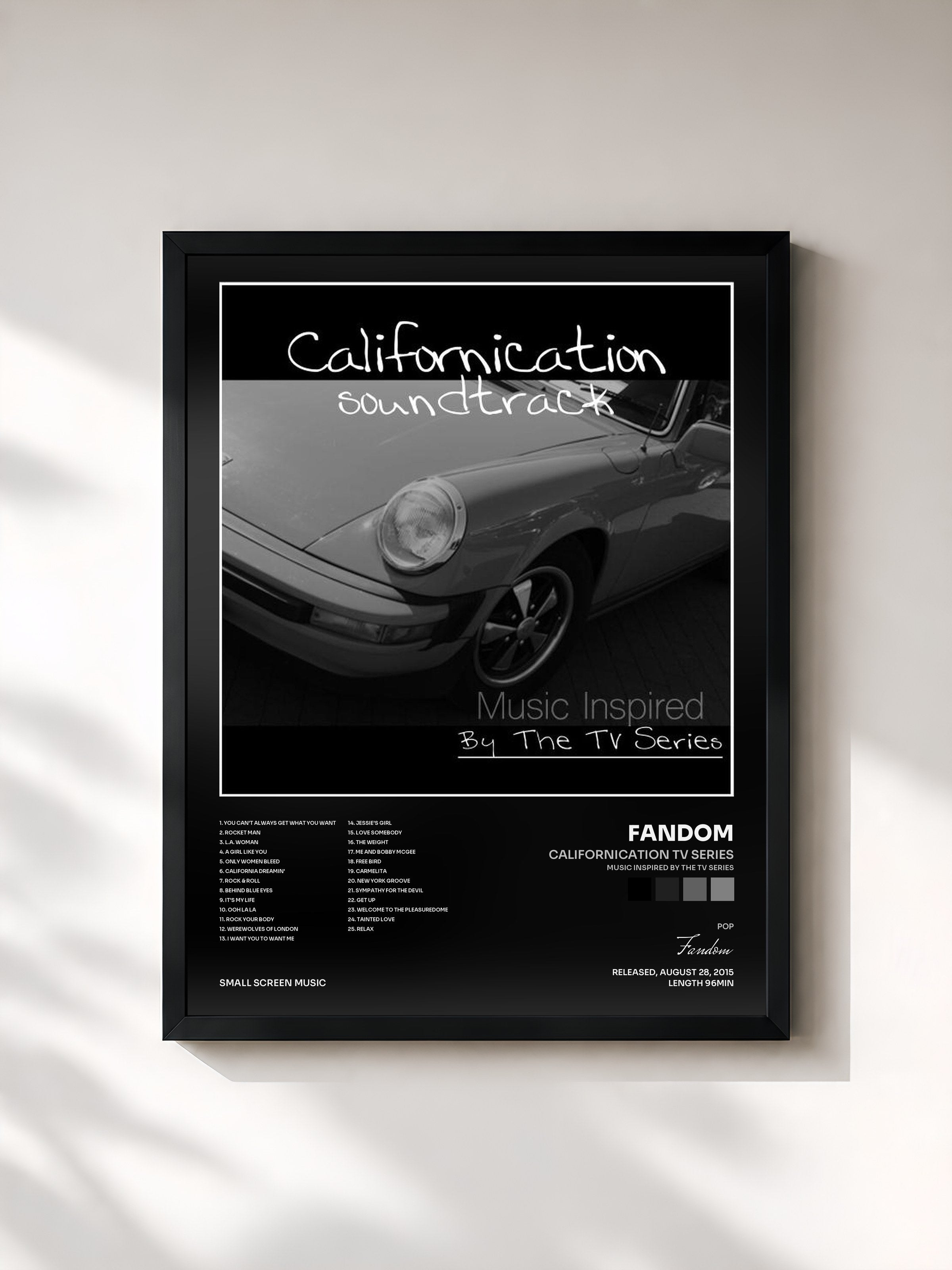 #noir Tableau de l'album Californication TV Series (Music Inspired by the TV Series) de Fandom, cadre noir, imprimé et encadré en France