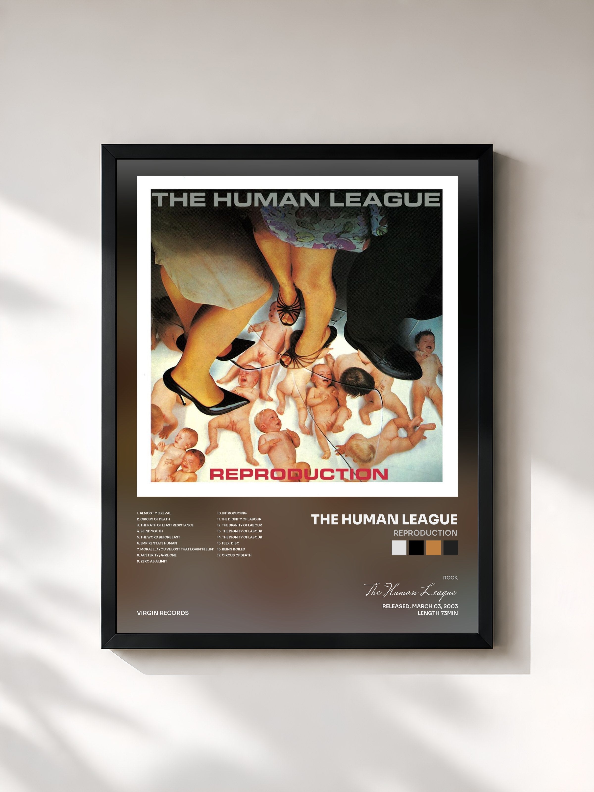 #noir Tableau de l'album Reproduction de The Human League, cadre noir, imprimé et encadré en France