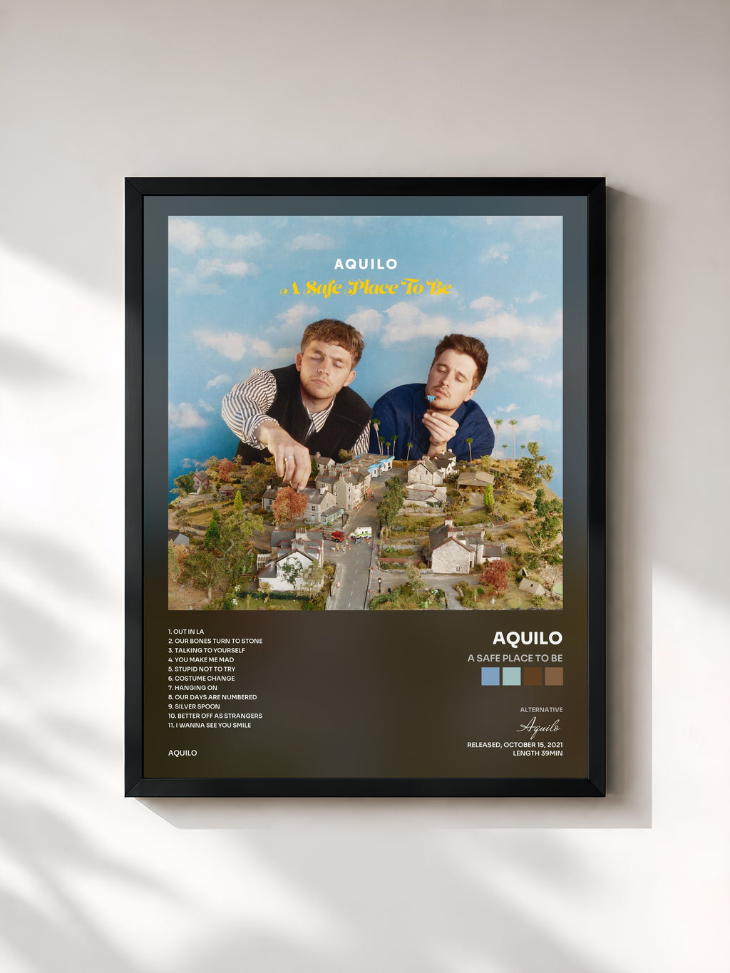 #noir Tableau de l'album A Safe Place To Be de Aquilo, cadre noir, imprimé et encadré en France