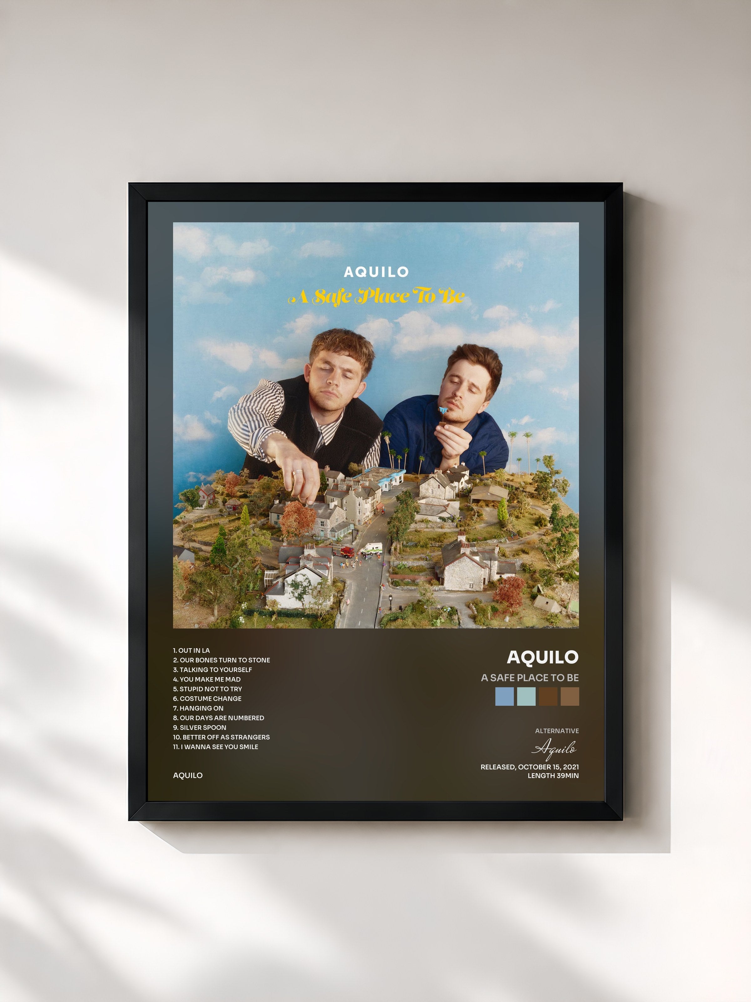 #noir Tableau de l'album A Safe Place To Be de Aquilo, cadre noir, imprimé et encadré en France
