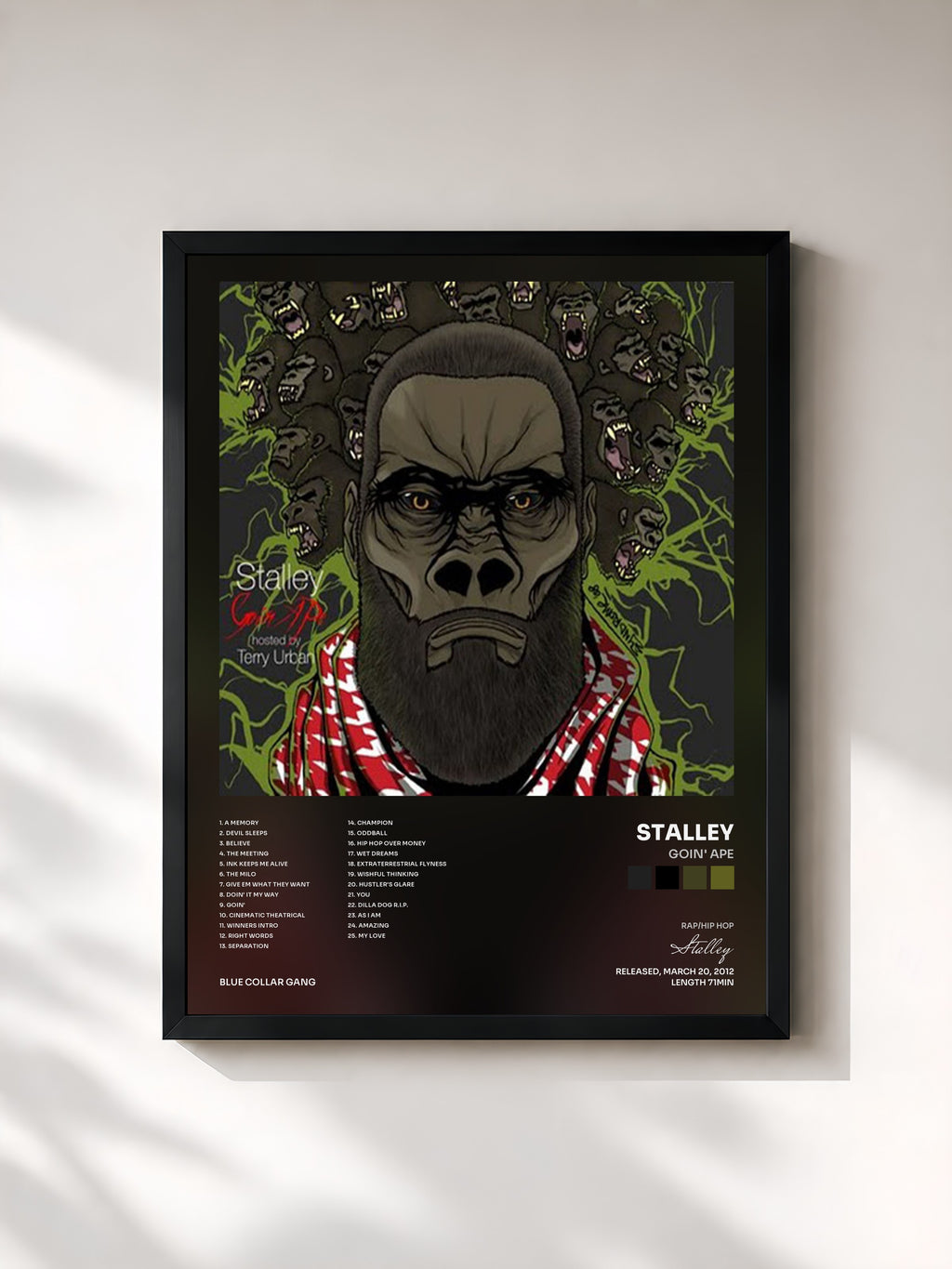 #noir Tableau de l'album Goin' Ape de Stalley, cadre noir, imprimé et encadré en France
