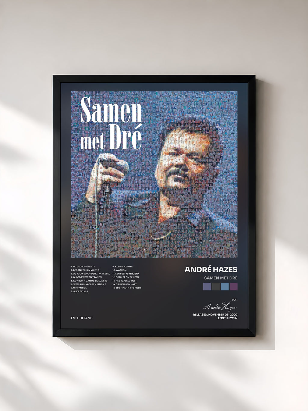 #noir Tableau de l'album Samen Met Dré de André Hazes, cadre noir, imprimé et encadré en France