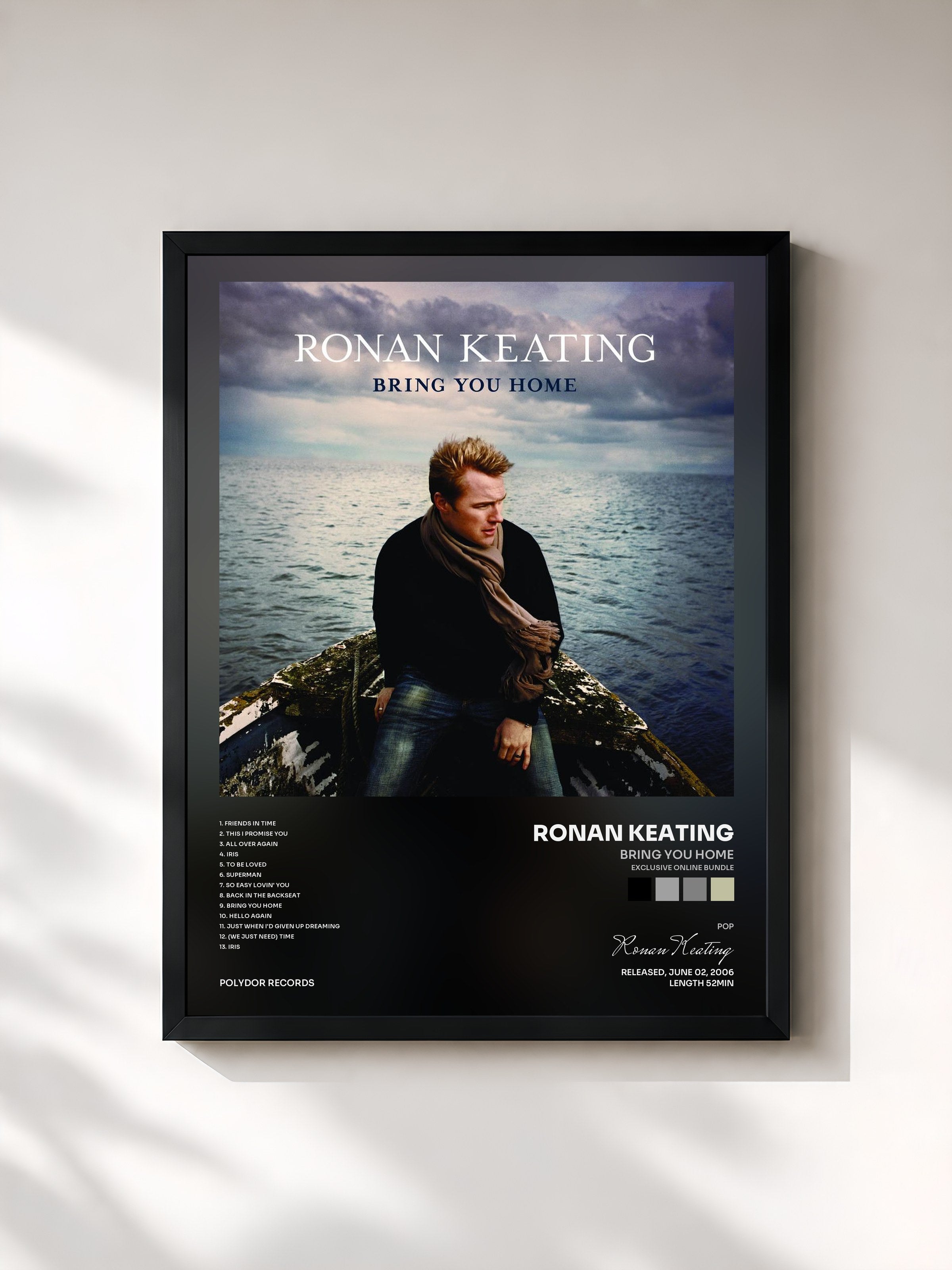 #noir Tableau de l'album Bring You Home (exclusive online bundle) de Ronan Keating, cadre noir, imprimé et encadré en France