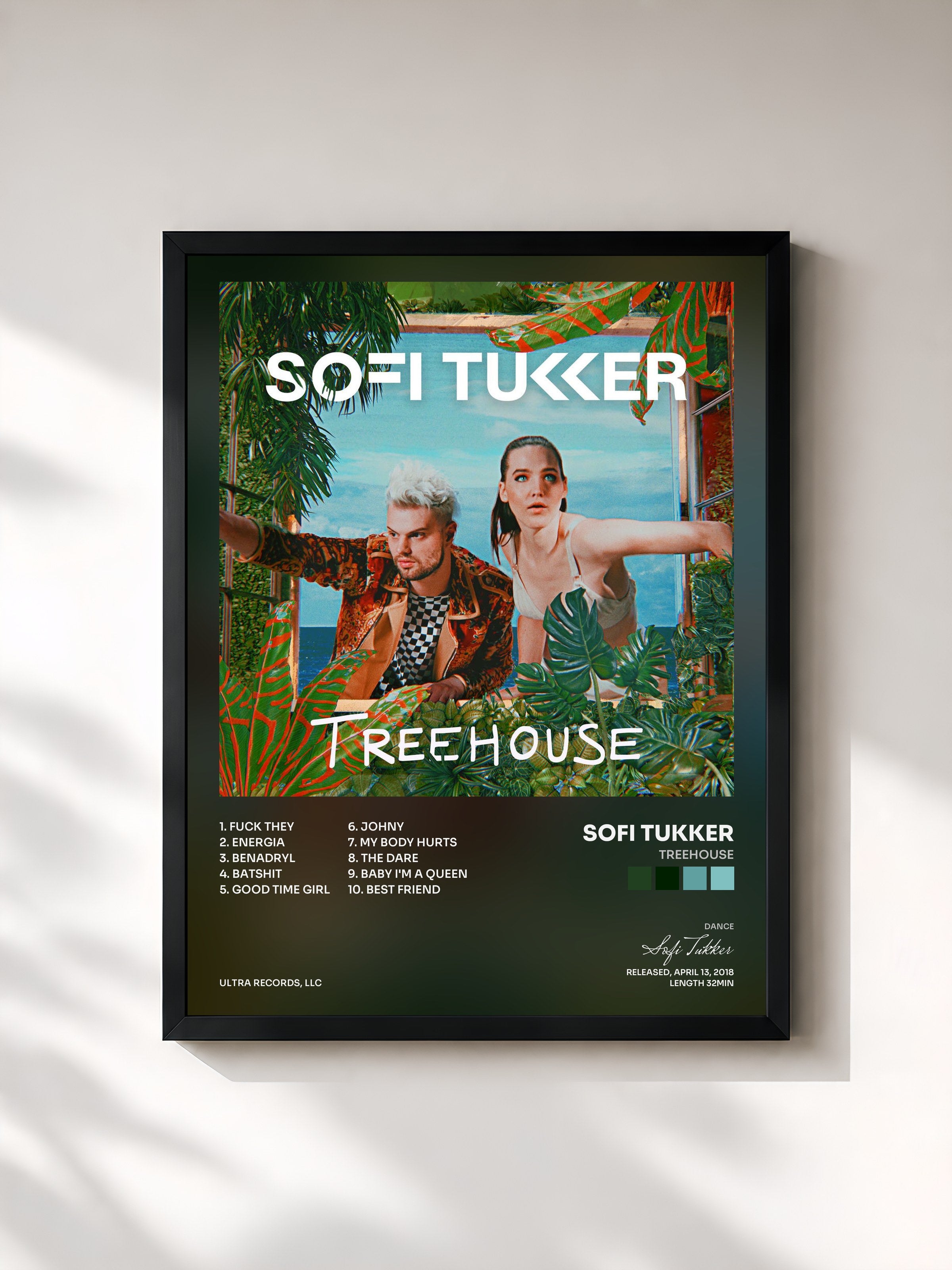 #noir Tableau de l'album Treehouse de Sofi Tukker, cadre noir, imprimé et encadré en France