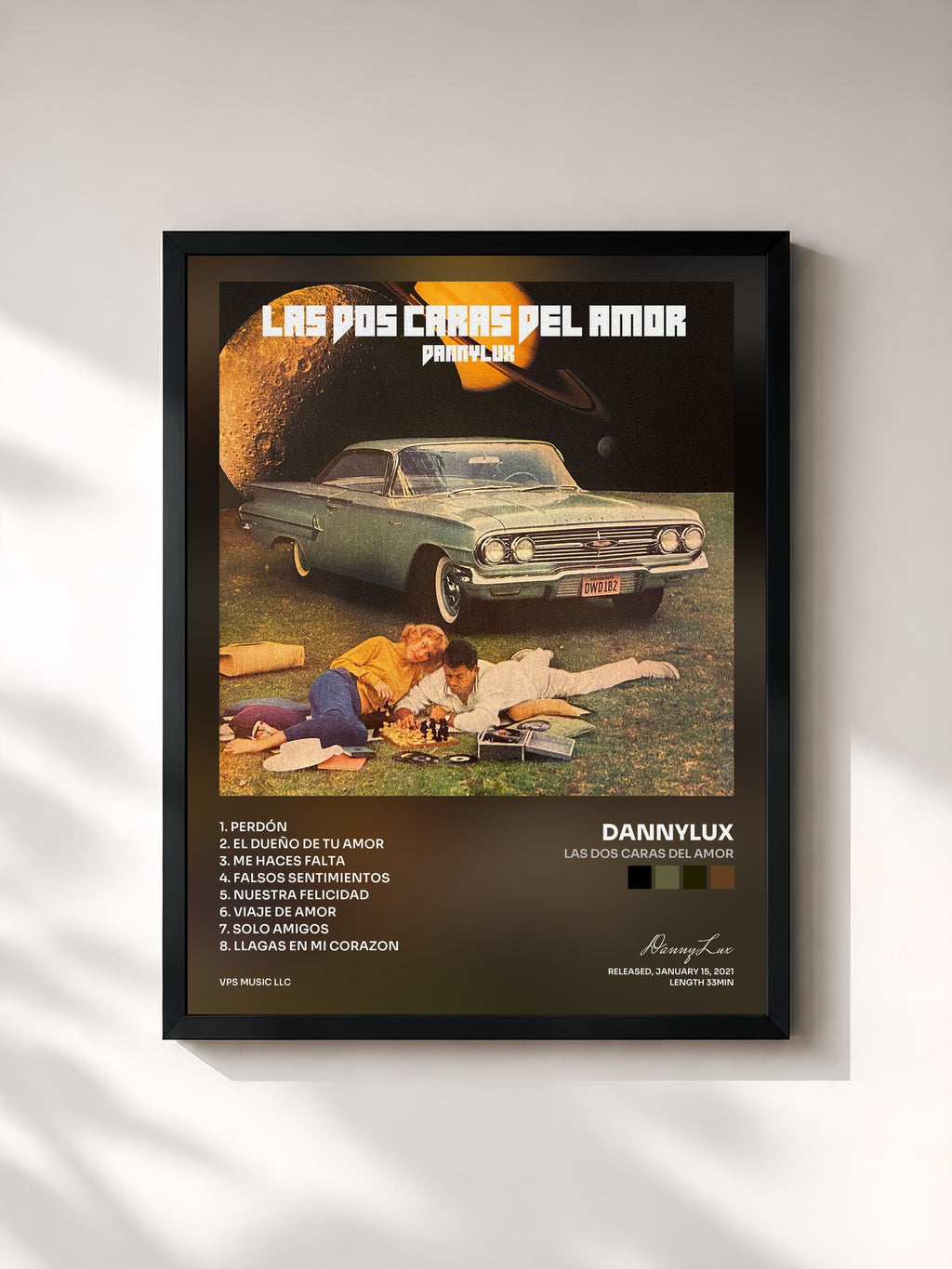 #noir Tableau de l'album Las Dos Caras Del Amor de DannyLux, cadre noir, imprimé et encadré en France