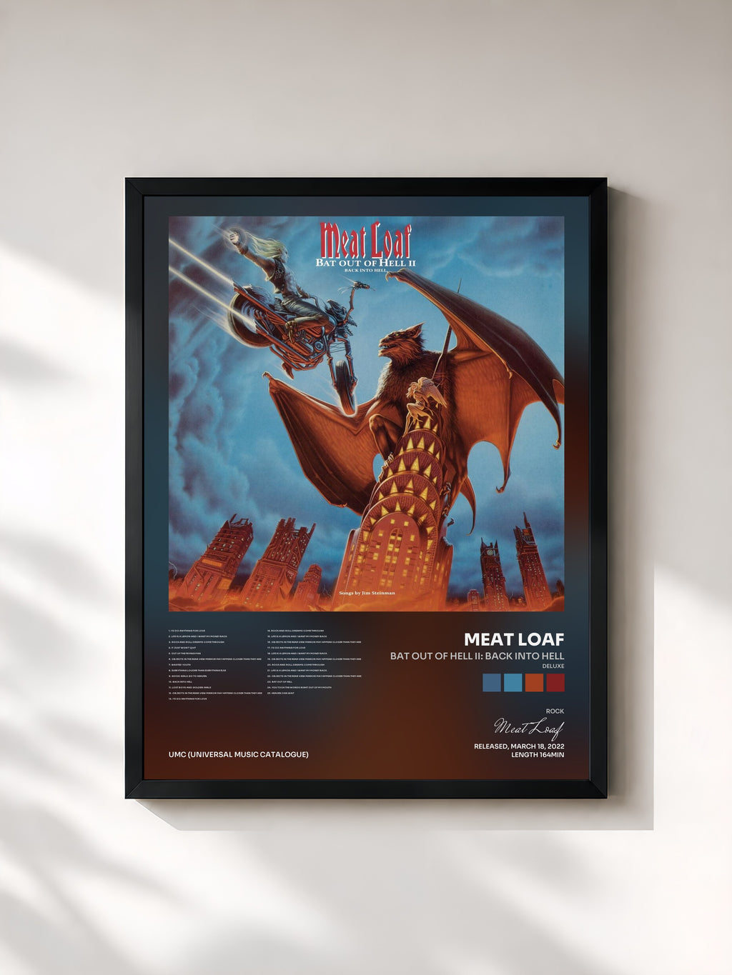 #noir Tableau de l'album Bat Out Of Hell II: Back Into Hell (Deluxe) de Meat Loaf, cadre noir, imprimé et encadré en France