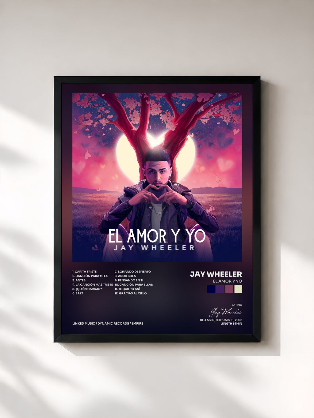 #noir Tableau de l'album El Amor y Yo de Jay Wheeler, cadre noir, imprimé et encadré en France