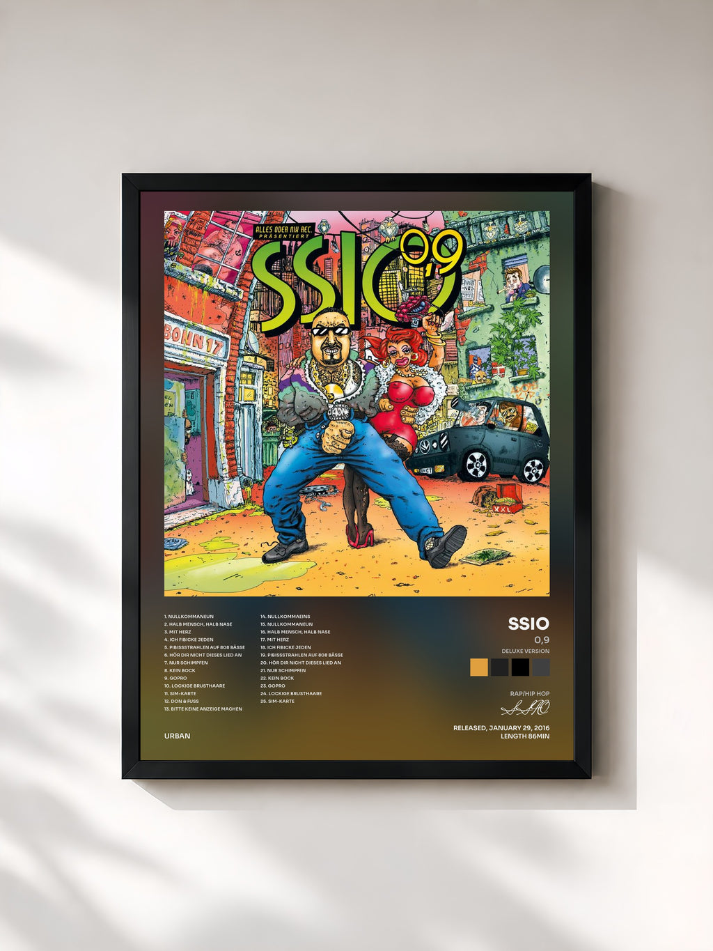 #noir Tableau de l'album 0,9 (Deluxe Version) de SSIO, cadre noir, imprimé et encadré en France