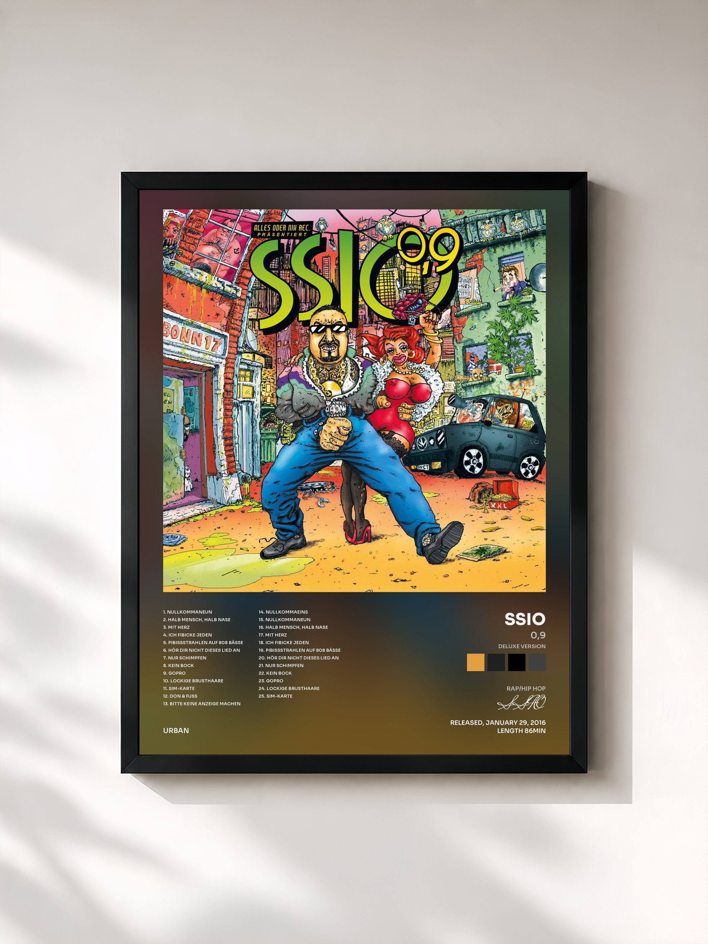 #noir Tableau de l'album 0,9 (Deluxe Version) de SSIO, cadre noir, imprimé et encadré en France