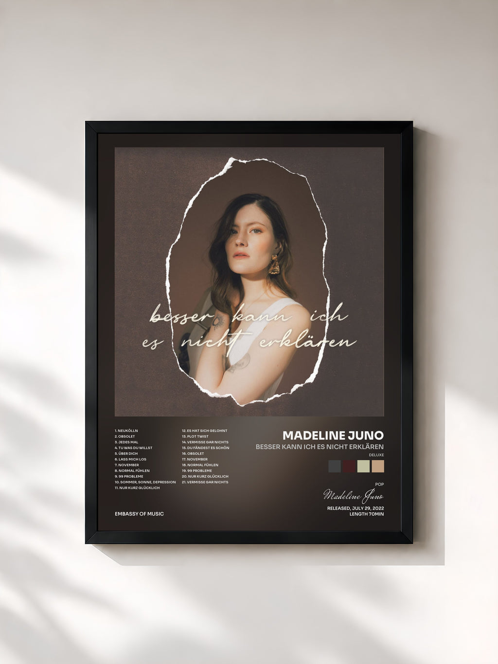 #noir Tableau de l'album Besser kann ich es nicht erklären (Deluxe) de Madeline Juno, cadre noir, imprimé et encadré en France